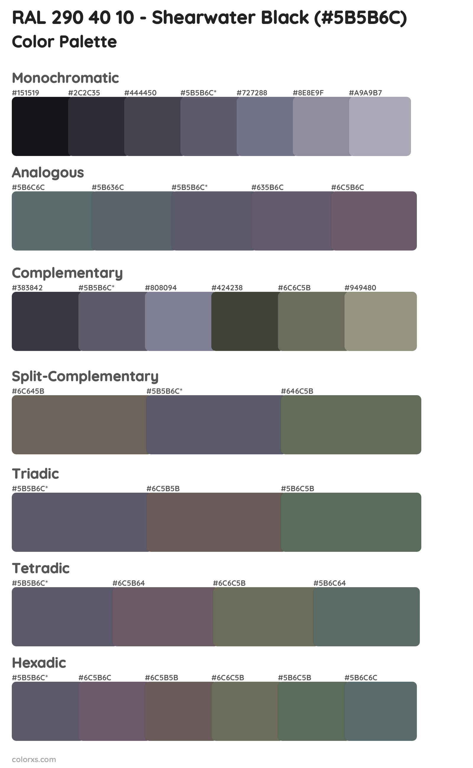 RAL 290 40 10 - Shearwater Black Color Scheme Palettes