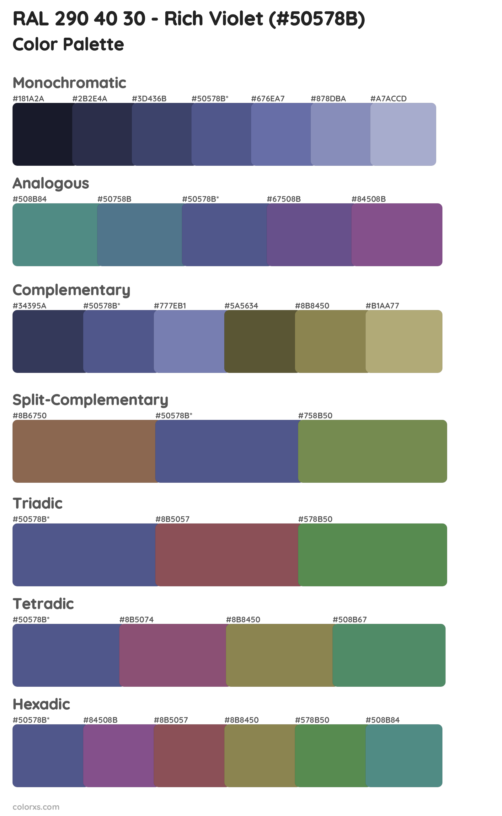 RAL 290 40 30 - Rich Violet Color Scheme Palettes