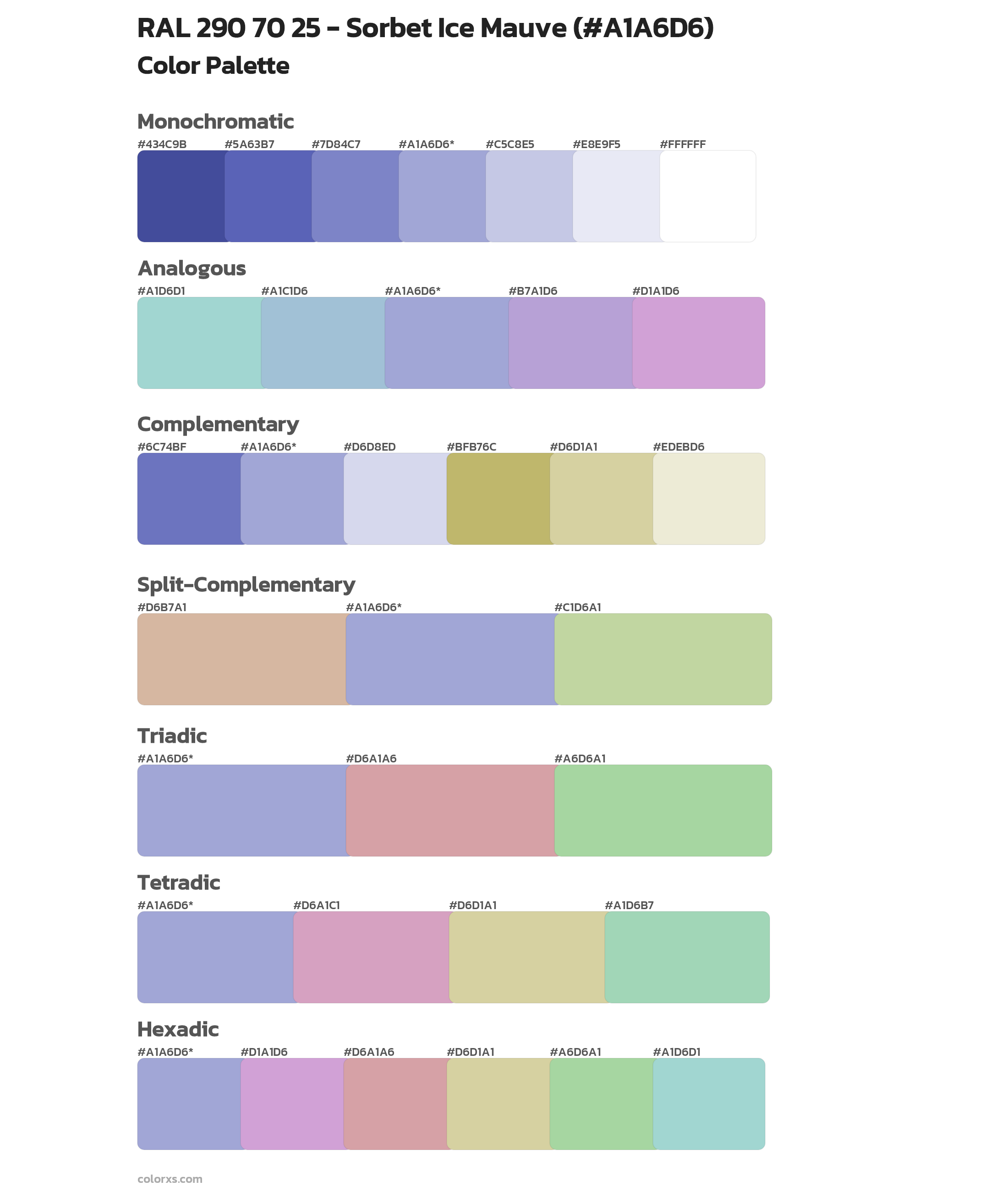 RAL 290 70 25 - Sorbet Ice Mauve Color Scheme Palettes
