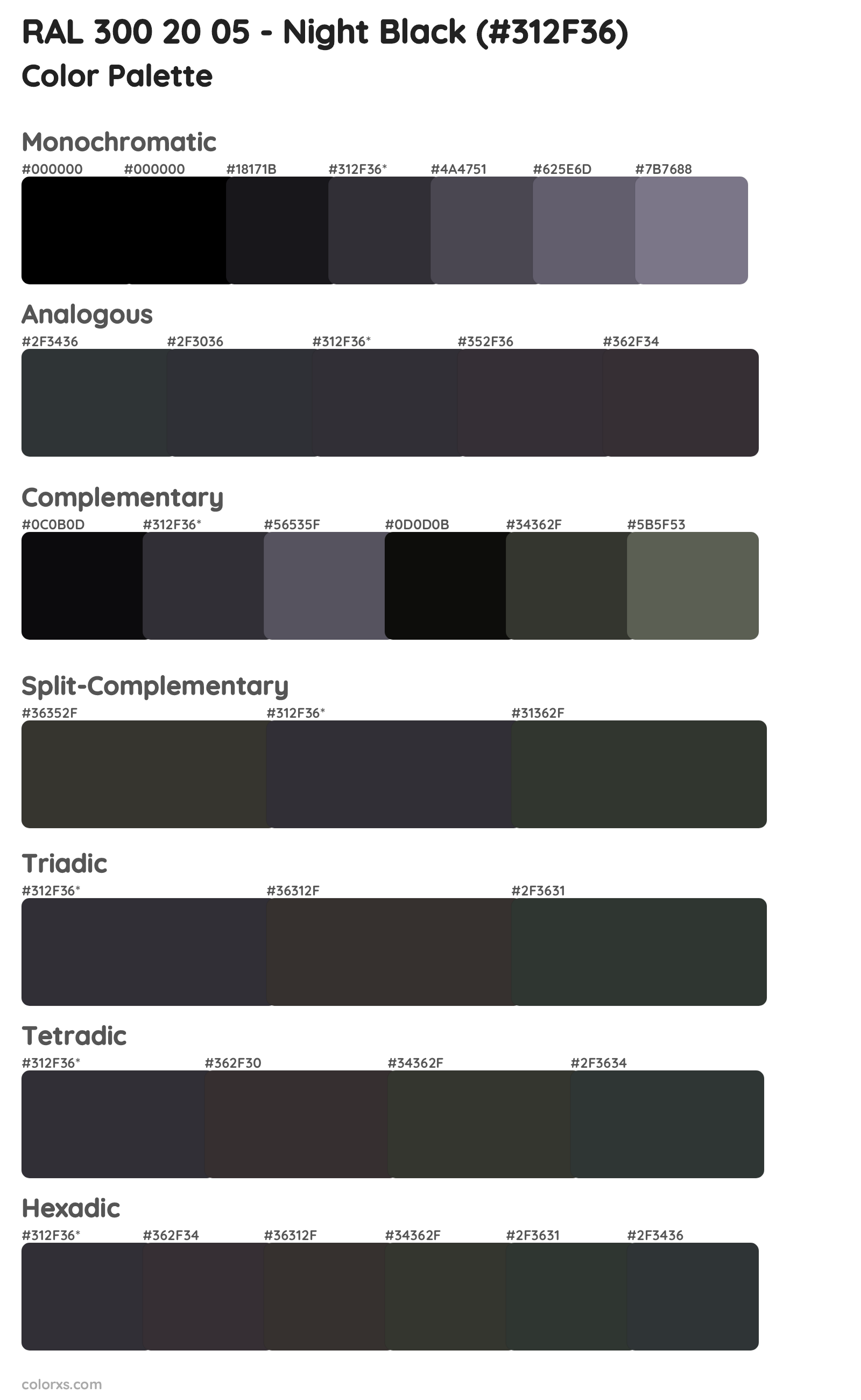 RAL 300 20 05 - Night Black Color Scheme Palettes
