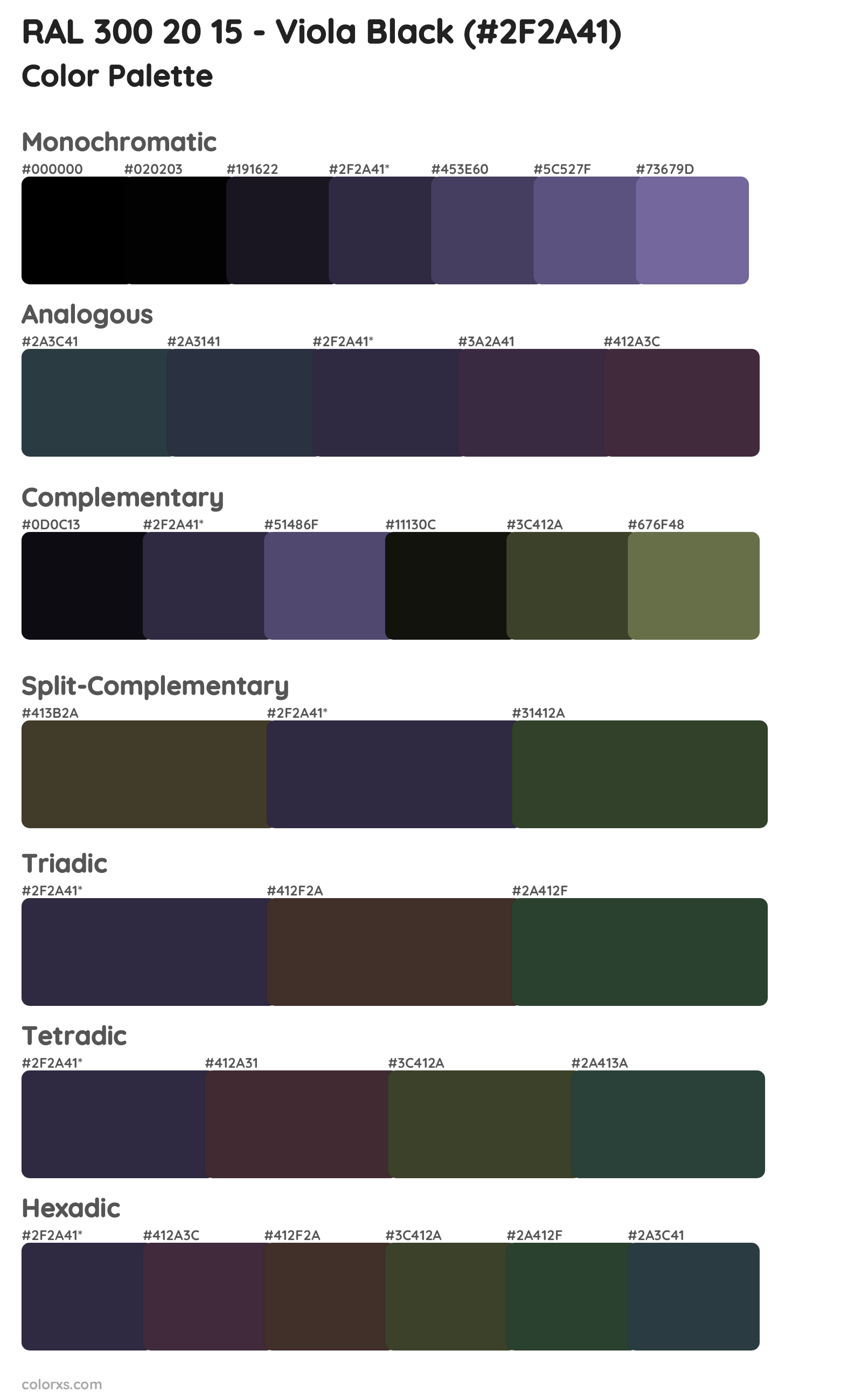 RAL 300 20 15 - Viola Black Color Scheme Palettes