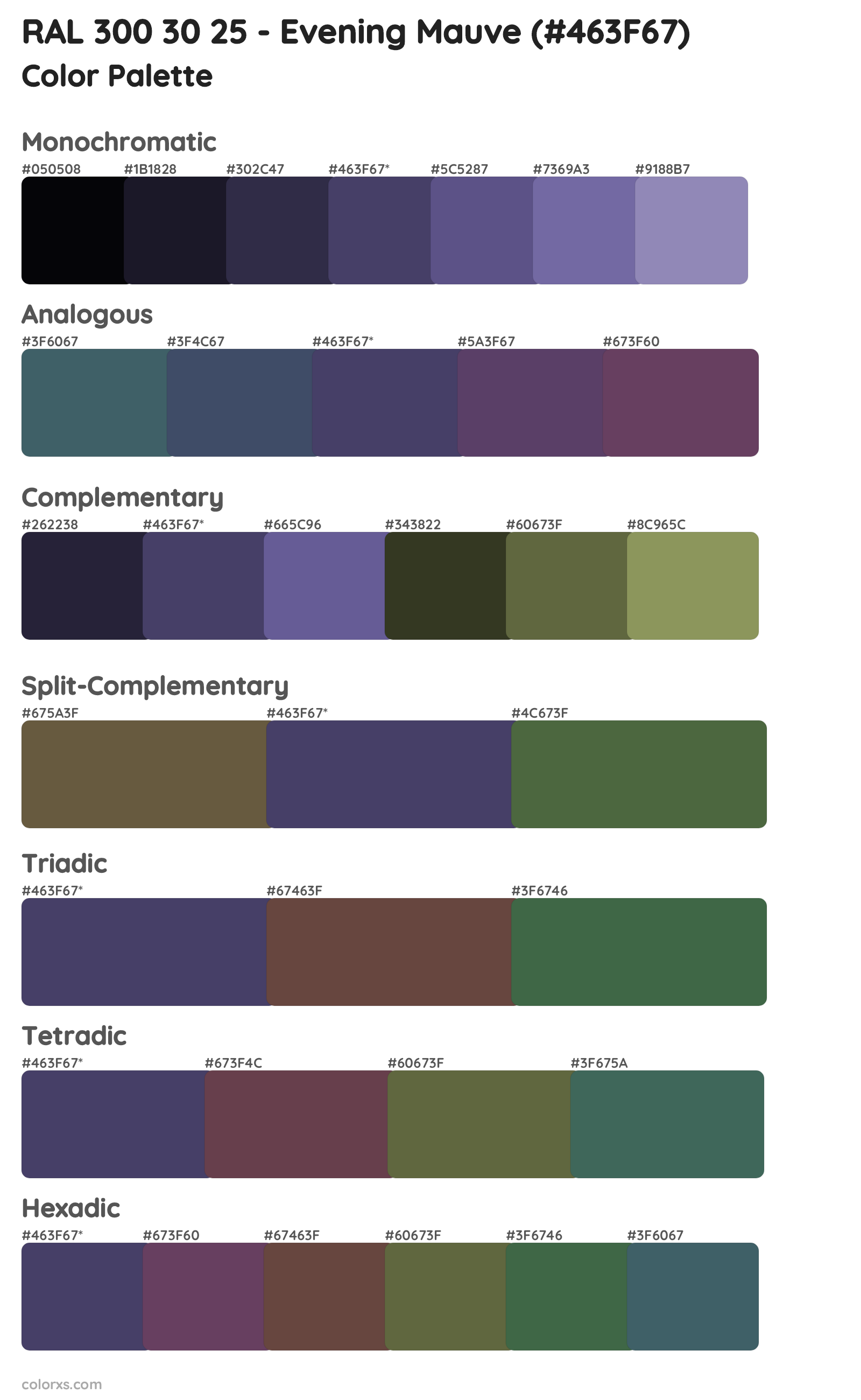 RAL 300 30 25 - Evening Mauve Color Scheme Palettes