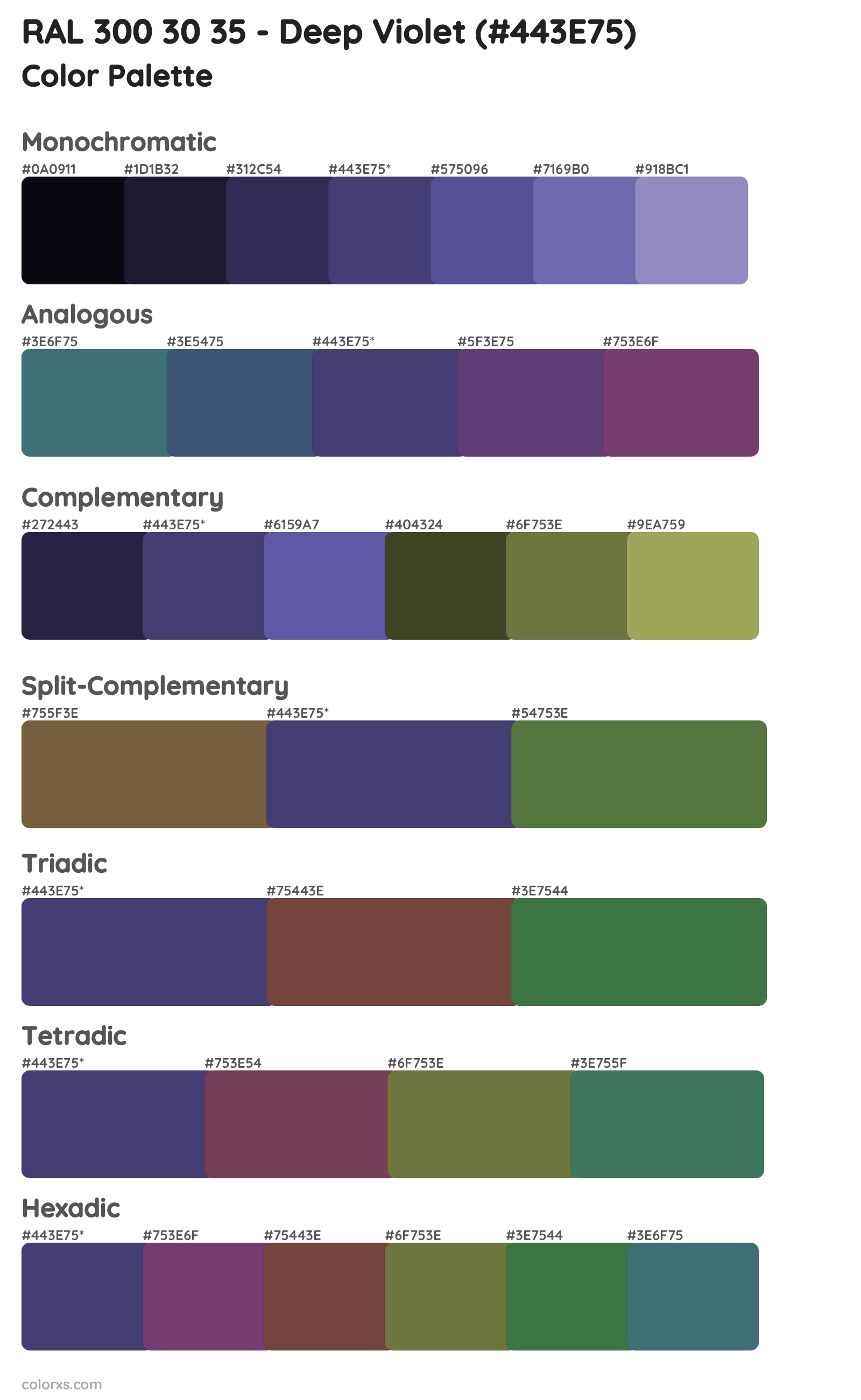 RAL 300 30 35 - Deep Violet Color Scheme Palettes