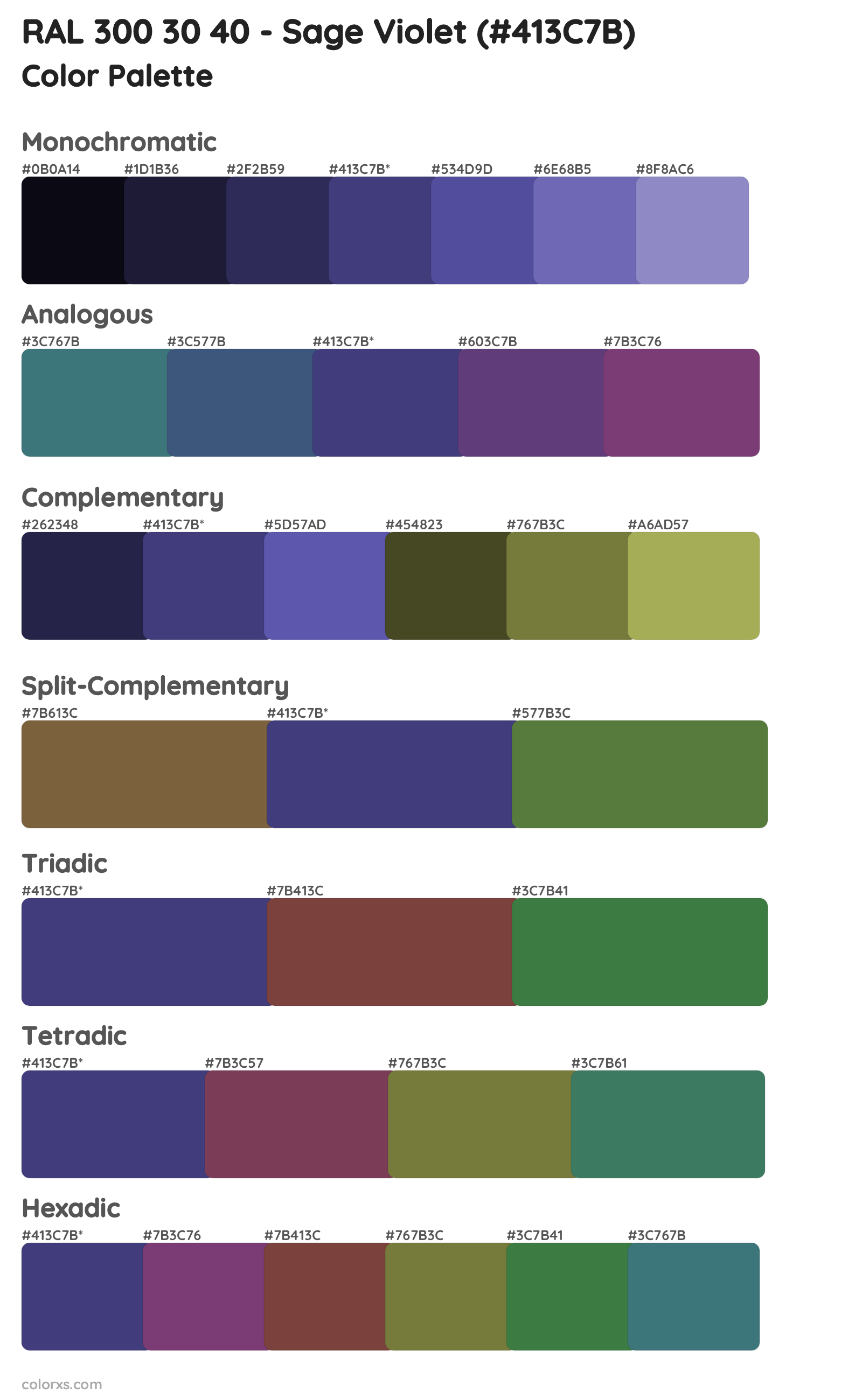 RAL 300 30 40 - Sage Violet Color Scheme Palettes