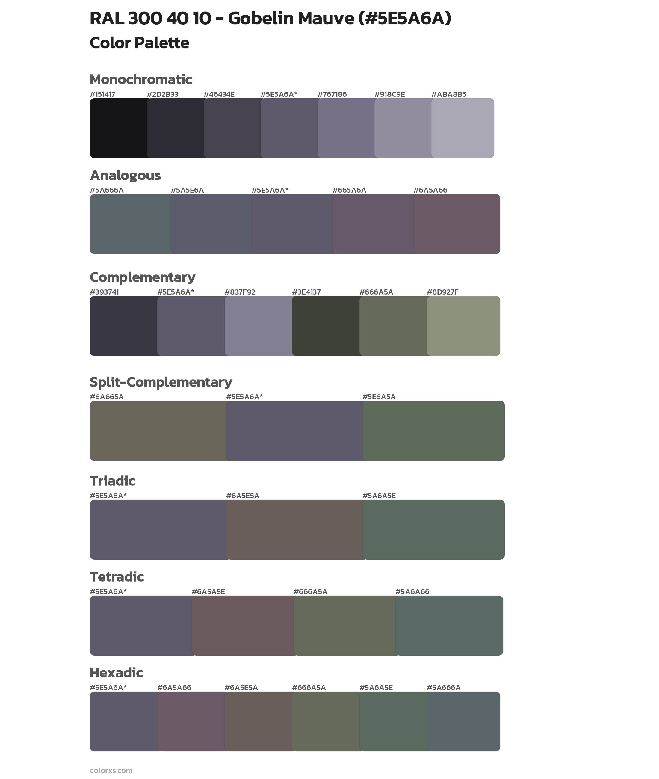 RAL 300 40 10 - Gobelin Mauve Color Scheme Palettes