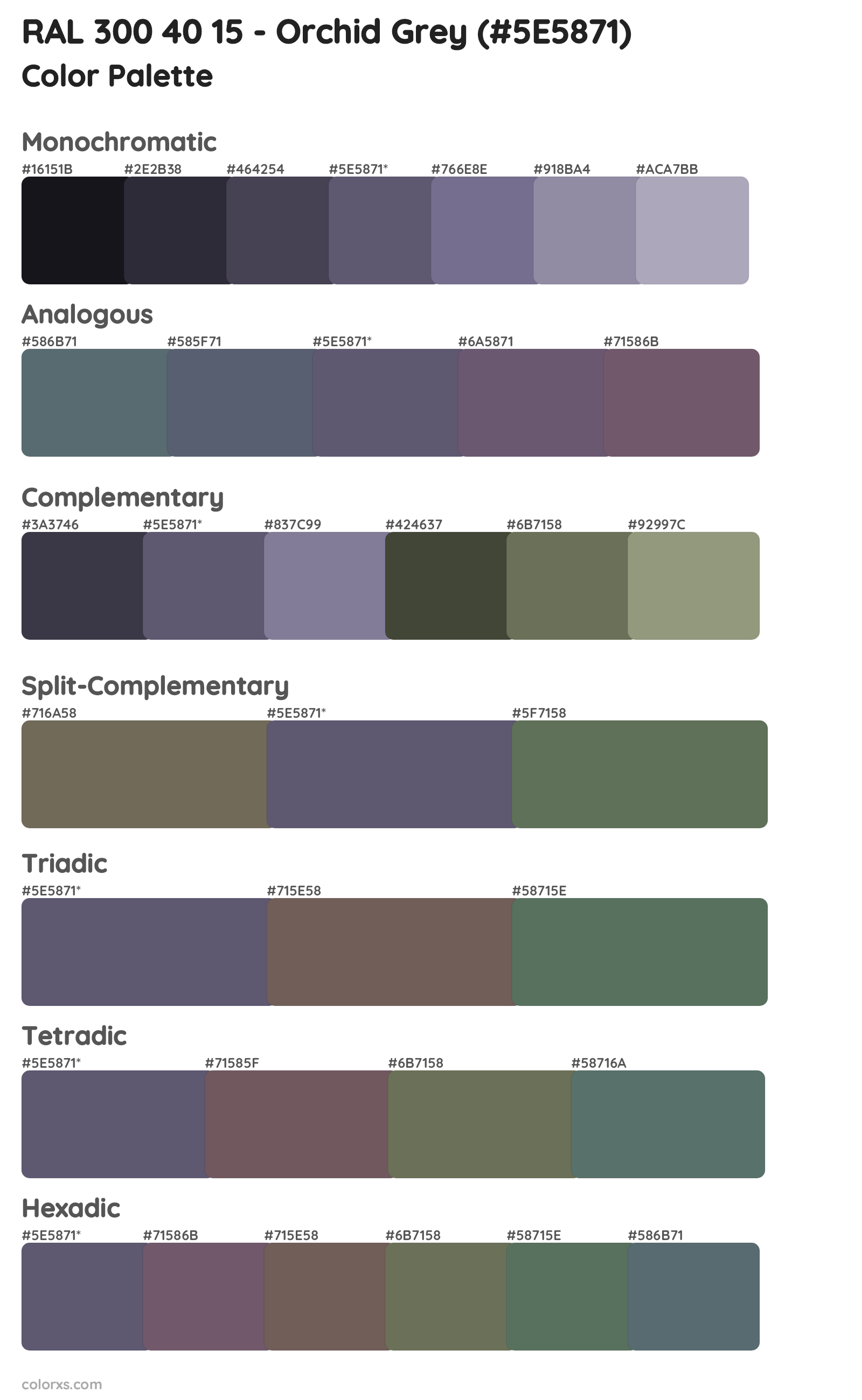 RAL 300 40 15 - Orchid Grey Color Scheme Palettes
