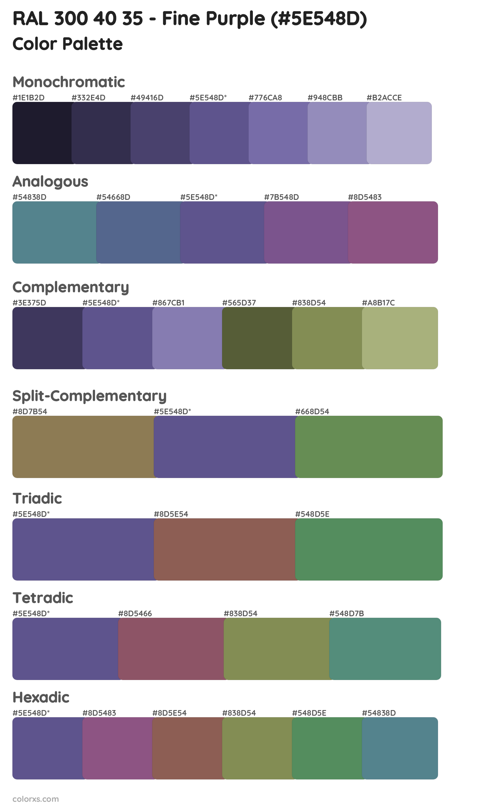 RAL 300 40 35 - Fine Purple Color Scheme Palettes