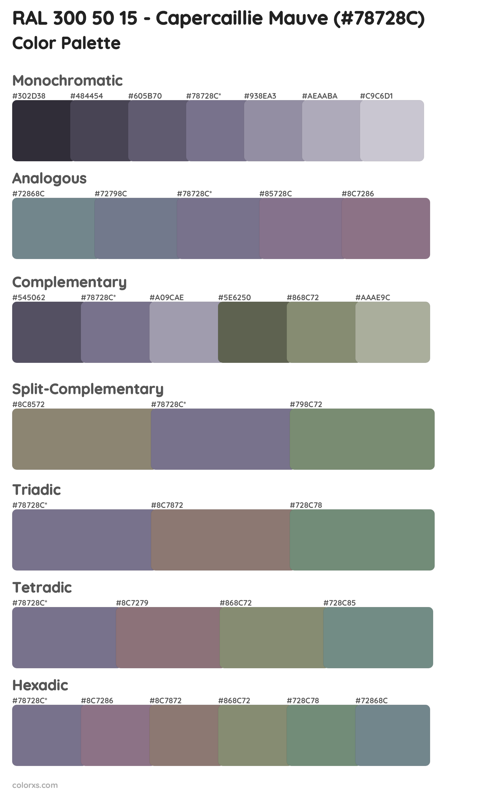RAL 300 50 15 - Capercaillie Mauve Color Scheme Palettes