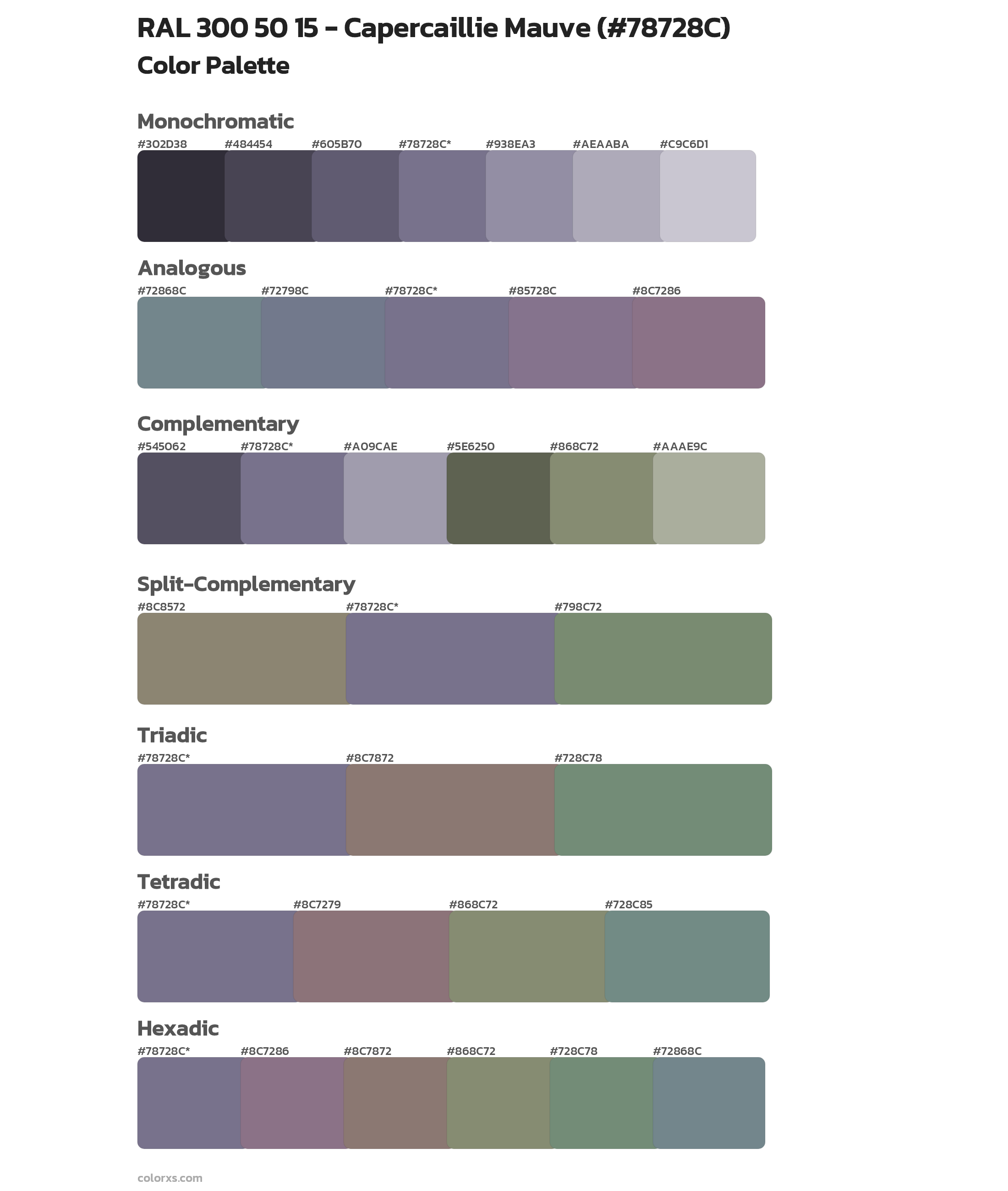 RAL 300 50 15 - Capercaillie Mauve Color Scheme Palettes