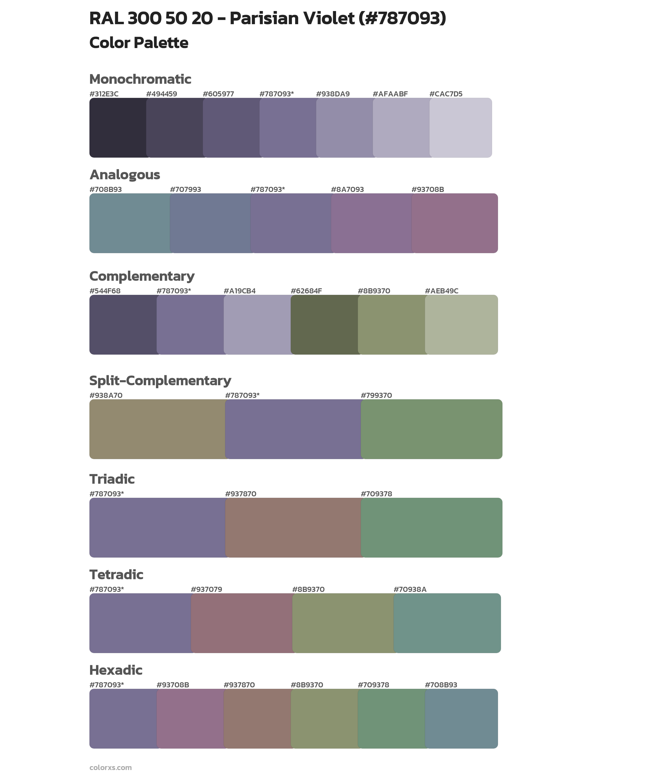 RAL 300 50 20 - Parisian Violet Color Scheme Palettes