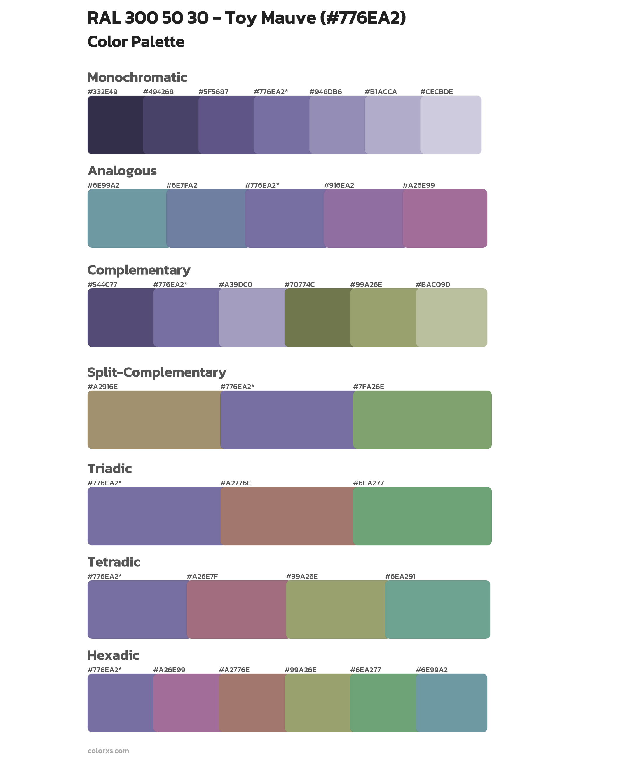 RAL 300 50 30 - Toy Mauve Color Scheme Palettes