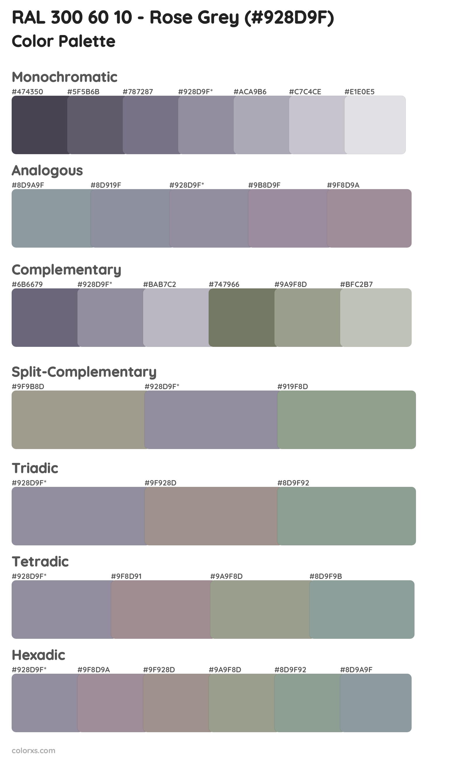 RAL 300 60 10 - Rose Grey Color Scheme Palettes