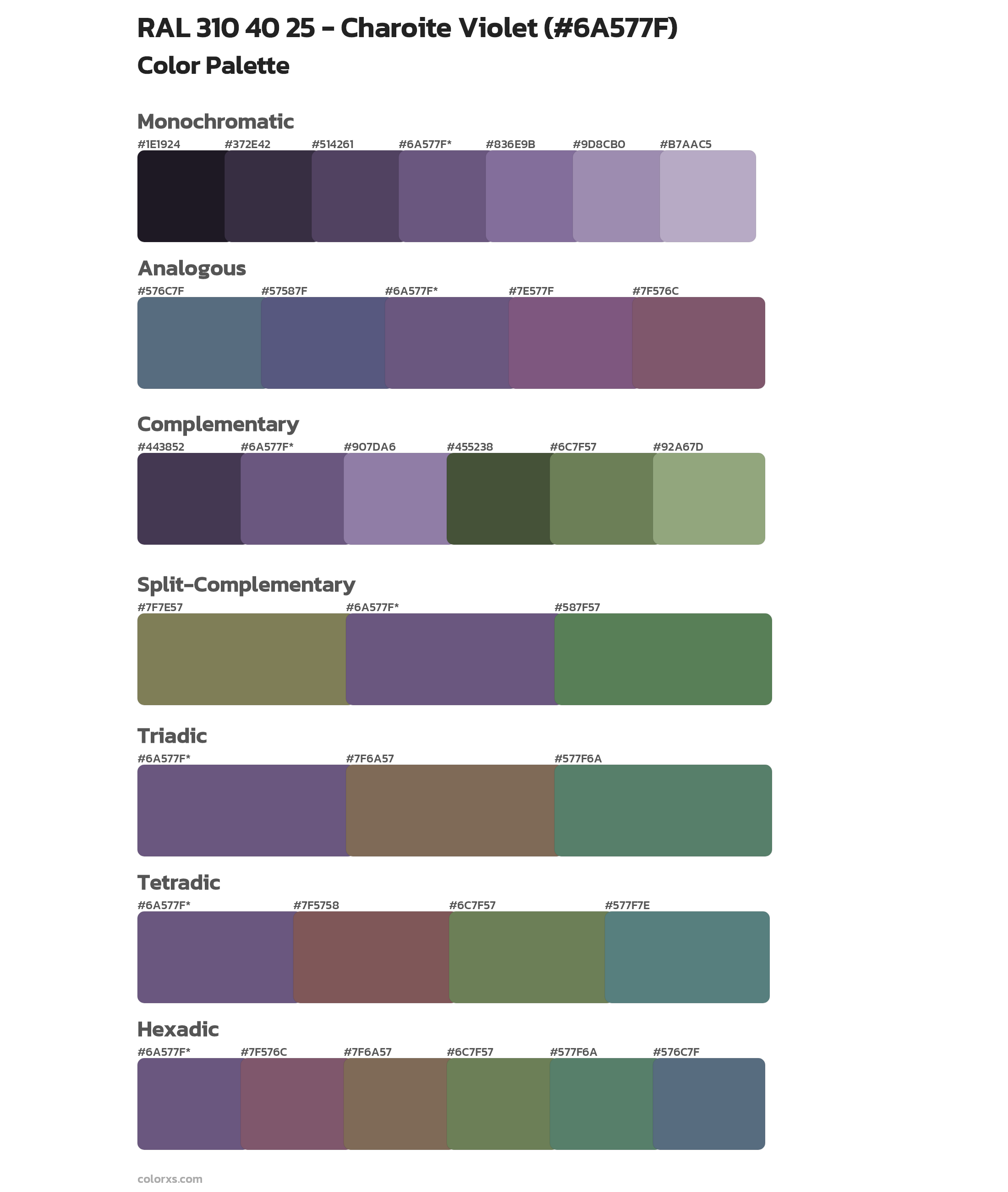 RAL 310 40 25 - Charoite Violet Color Scheme Palettes