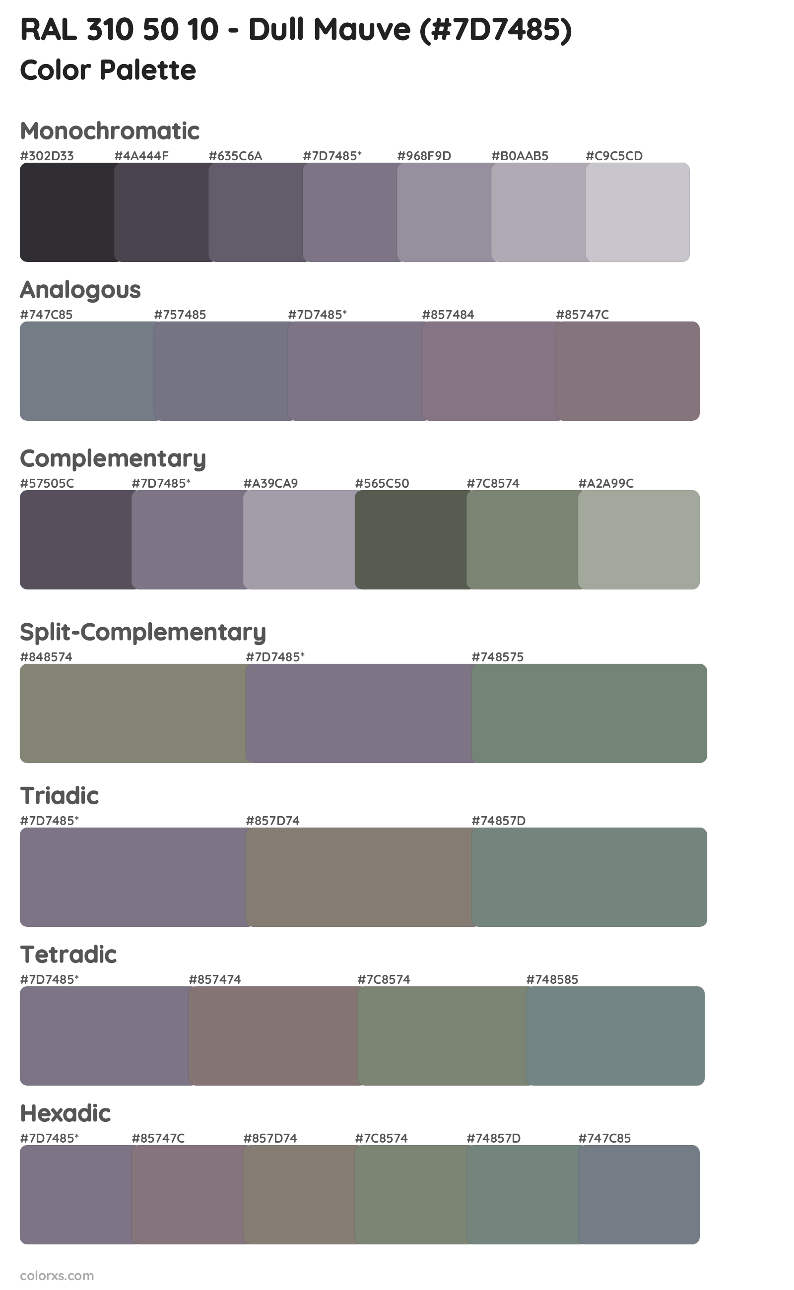RAL 310 50 10 - Dull Mauve Color Scheme Palettes