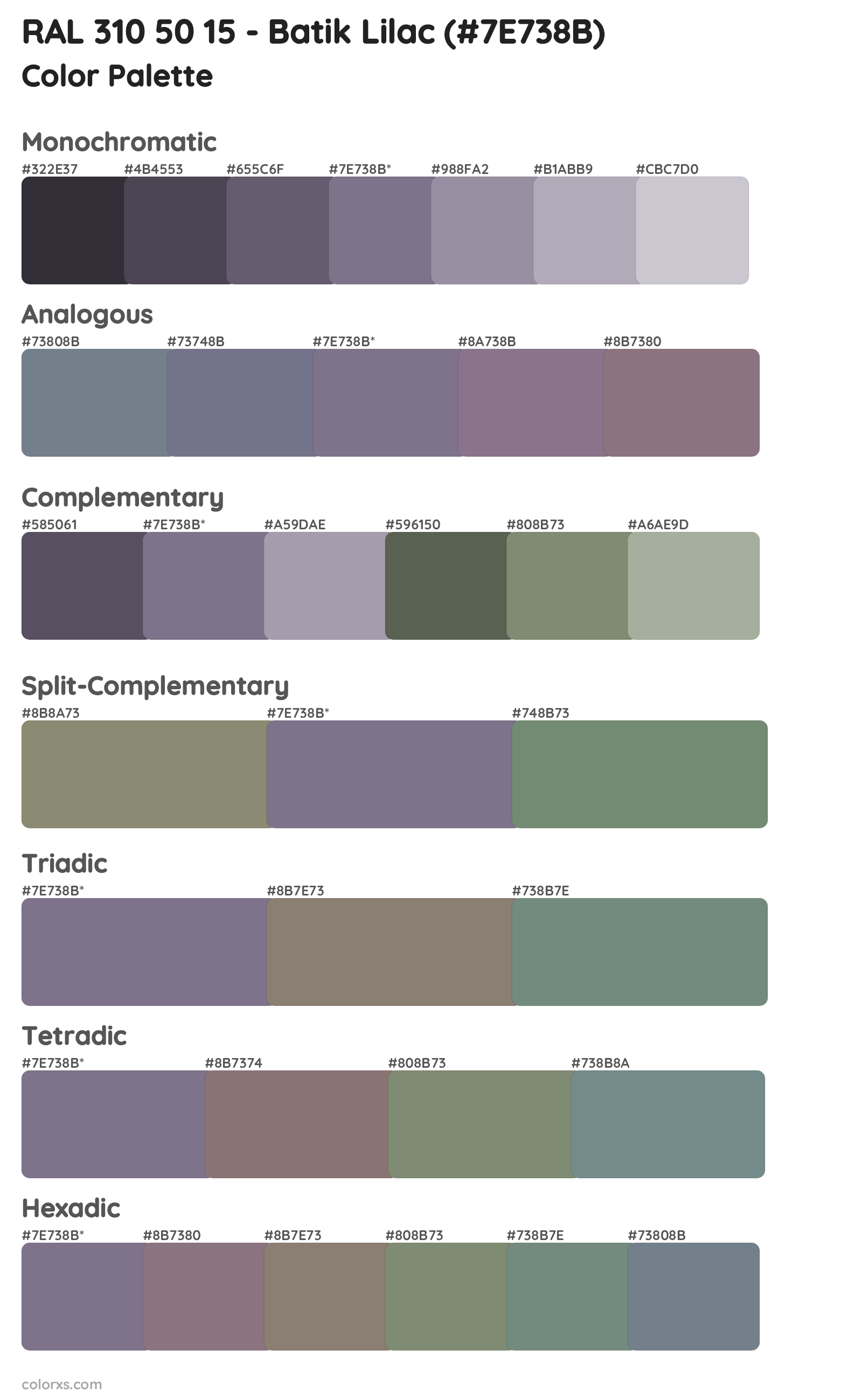 RAL 310 50 15 - Batik Lilac Color Scheme Palettes