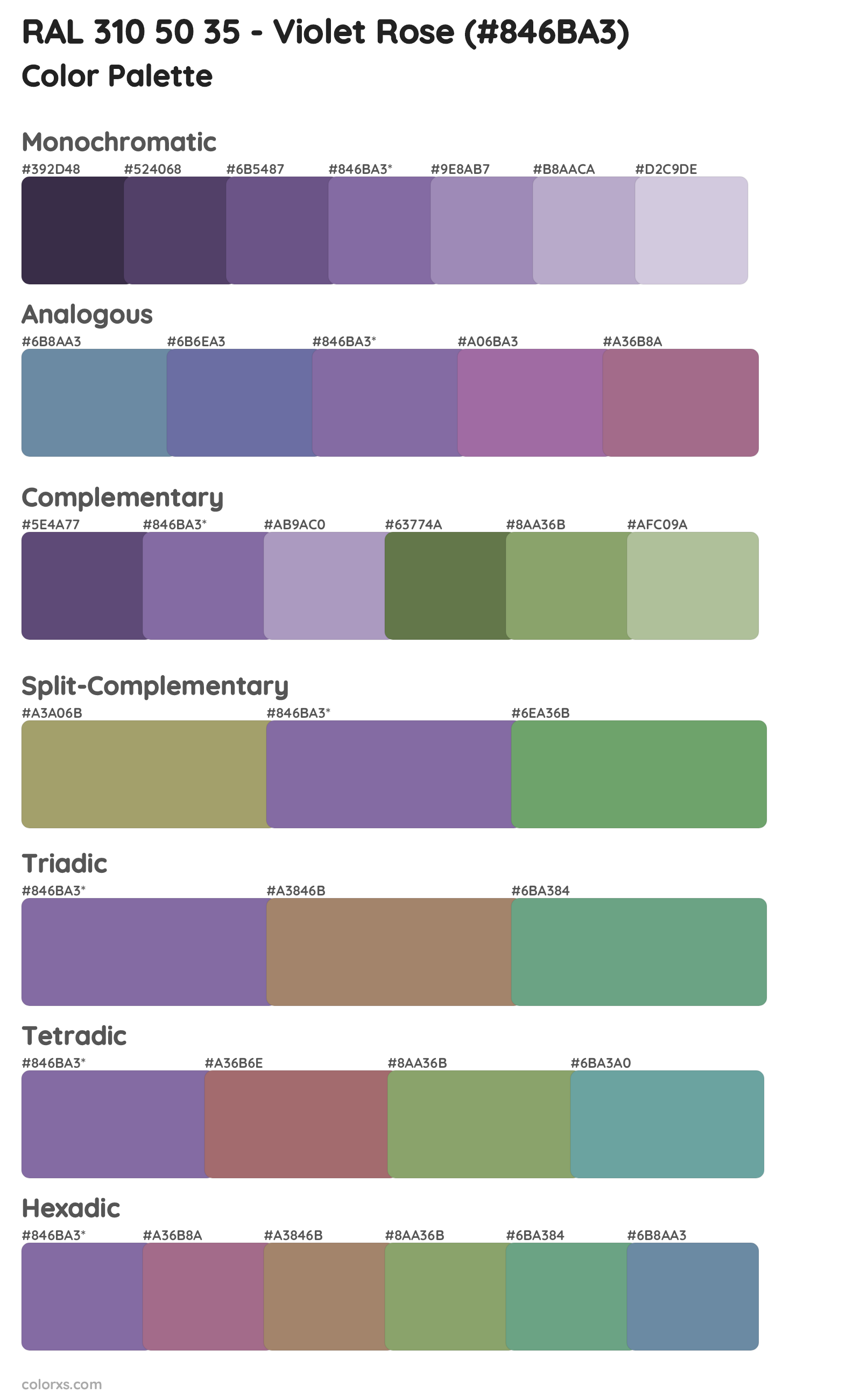 RAL 310 50 35 - Violet Rose Color Scheme Palettes