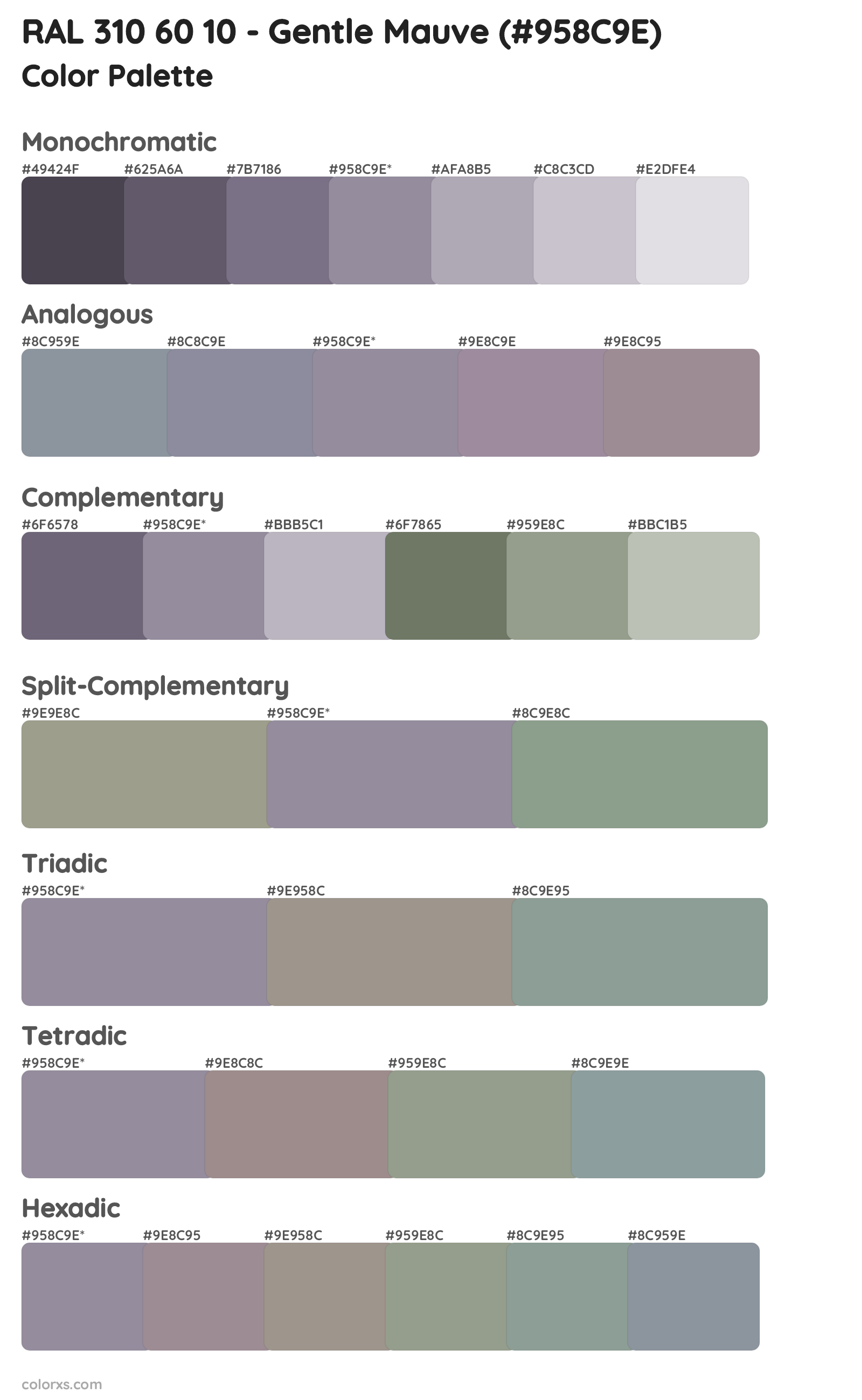 RAL 310 60 10 - Gentle Mauve Color Scheme Palettes