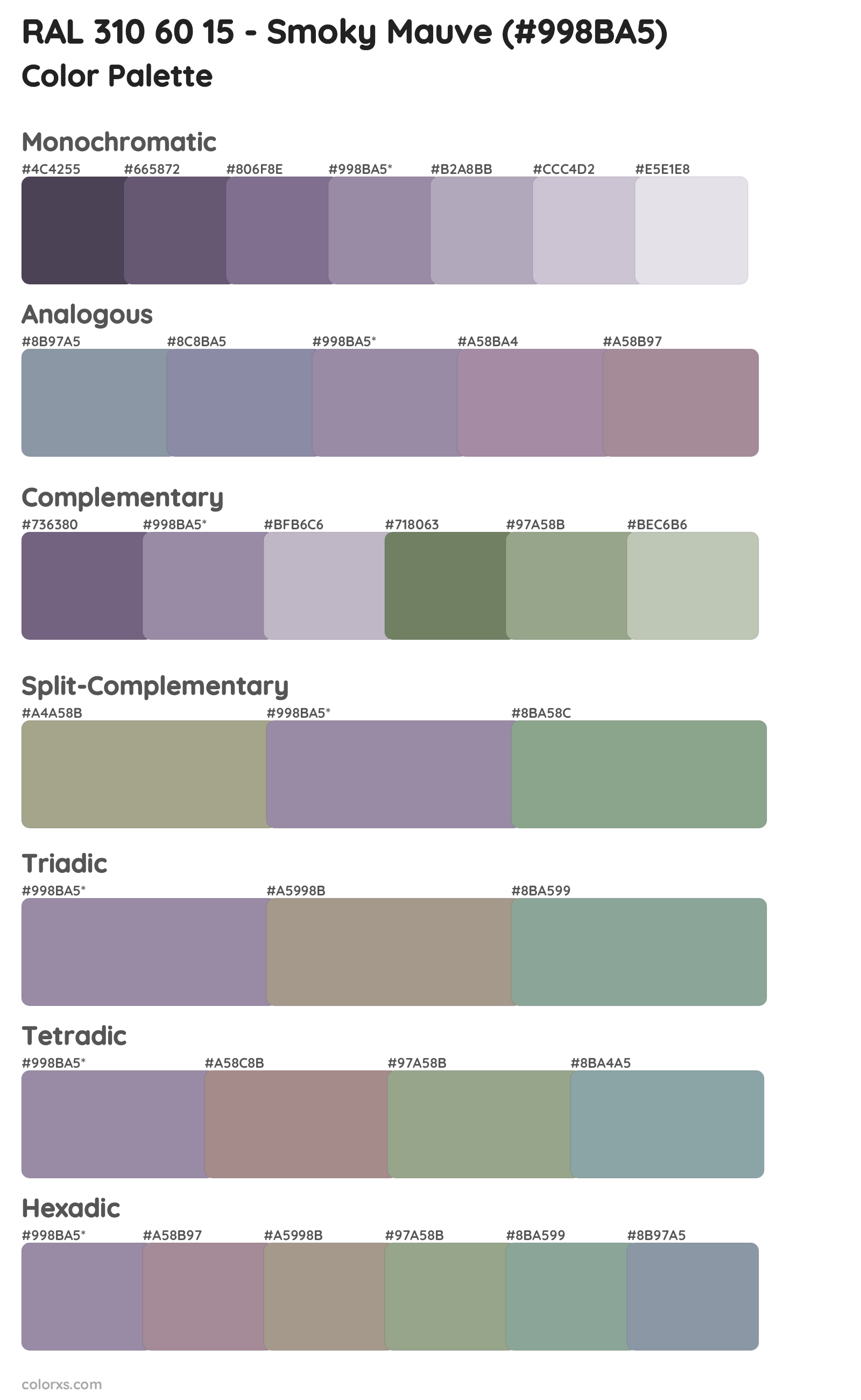 RAL 310 60 15 - Smoky Mauve Color Scheme Palettes