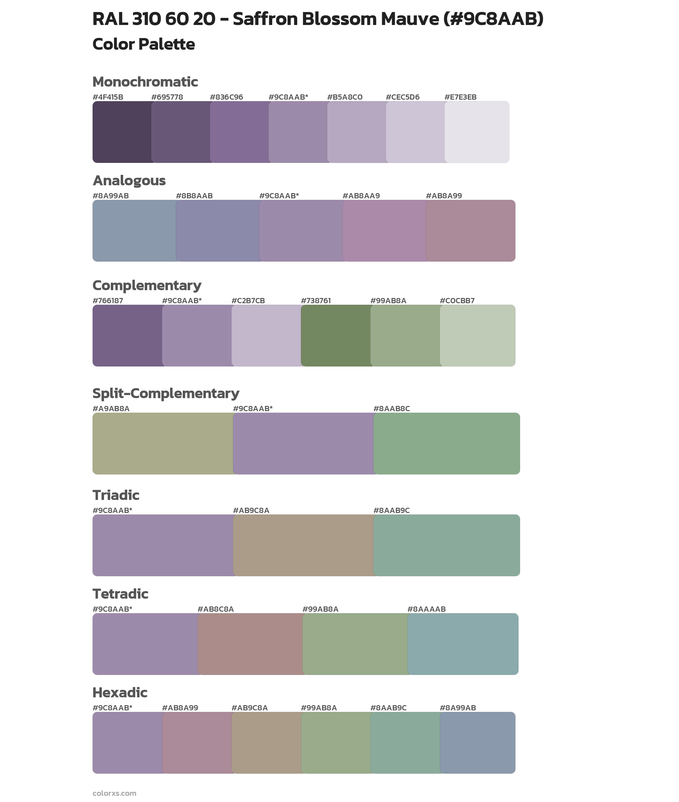 RAL 310 60 20 - Saffron Blossom Mauve Color Scheme Palettes