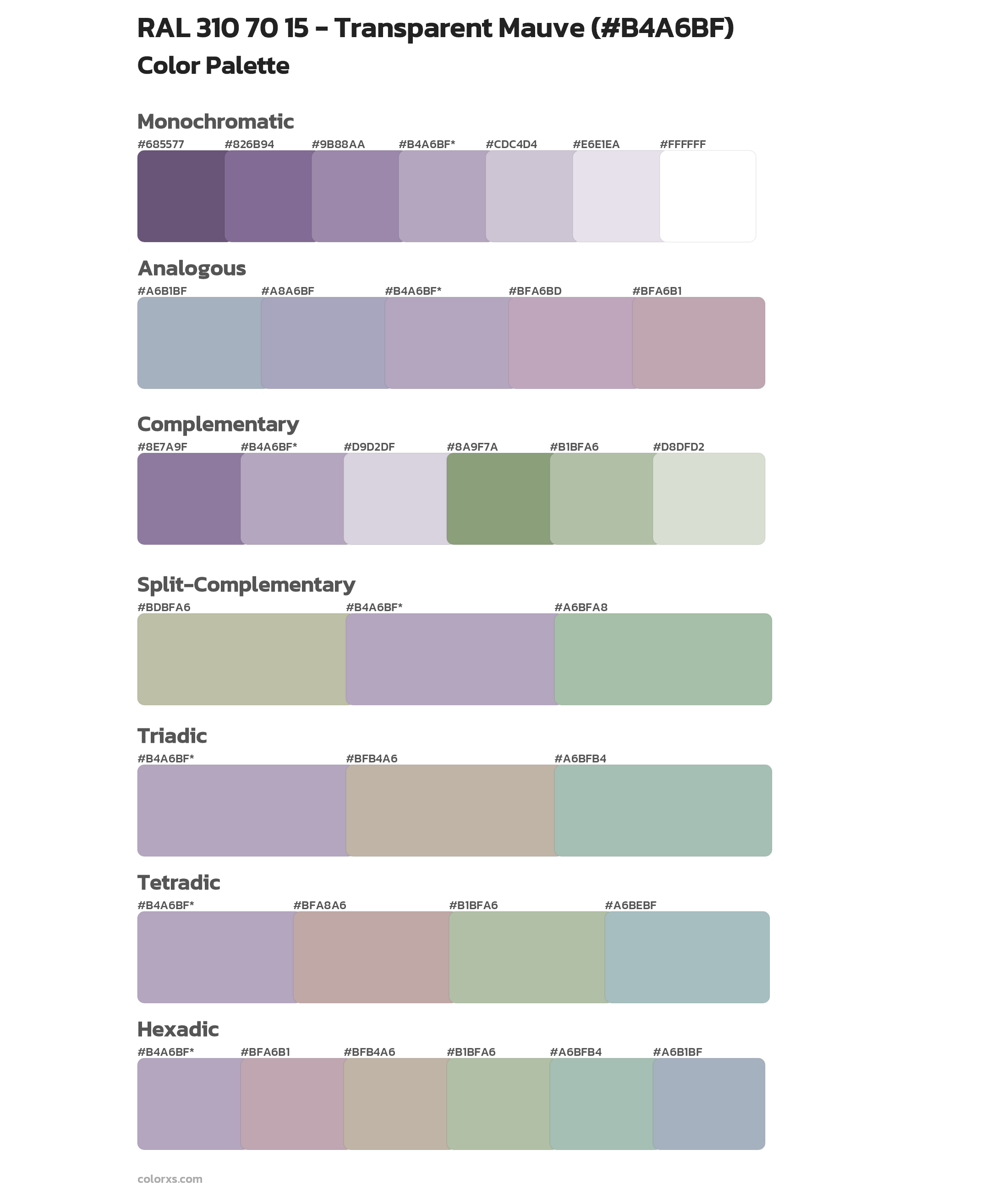 RAL 310 70 15 - Transparent Mauve Color Scheme Palettes