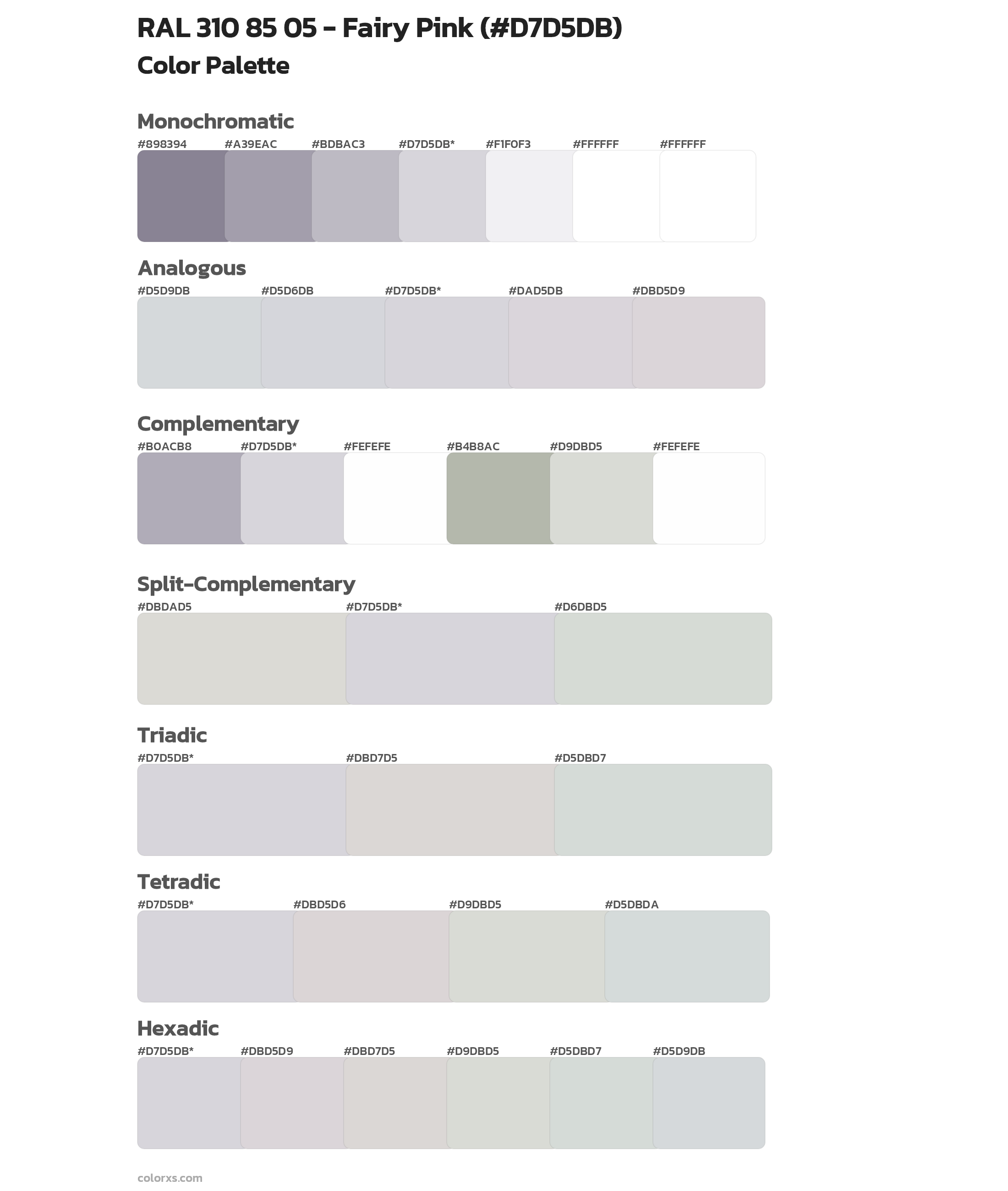 RAL 310 85 05 - Fairy Pink Color Scheme Palettes