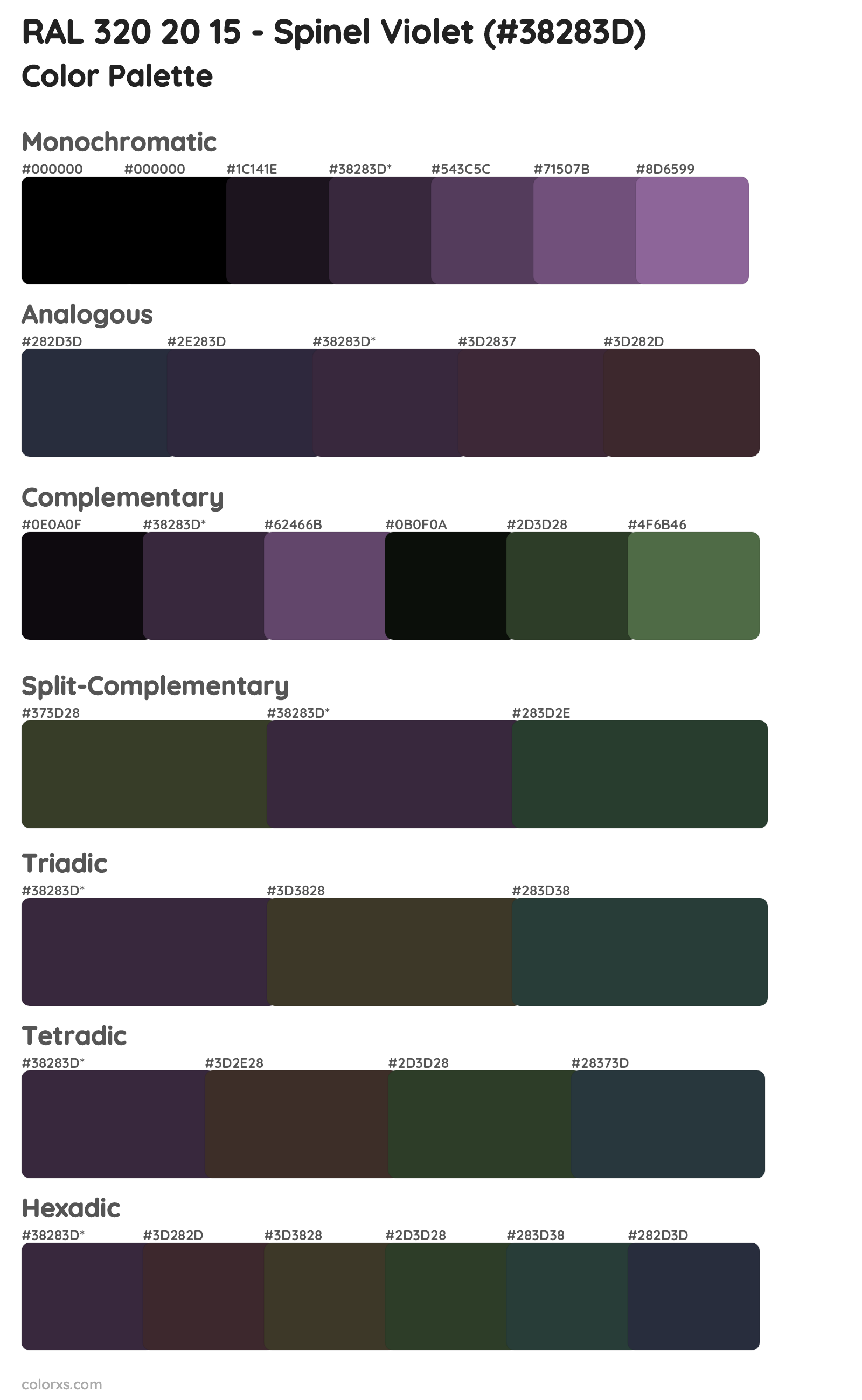 RAL 320 20 15 - Spinel Violet Color Scheme Palettes