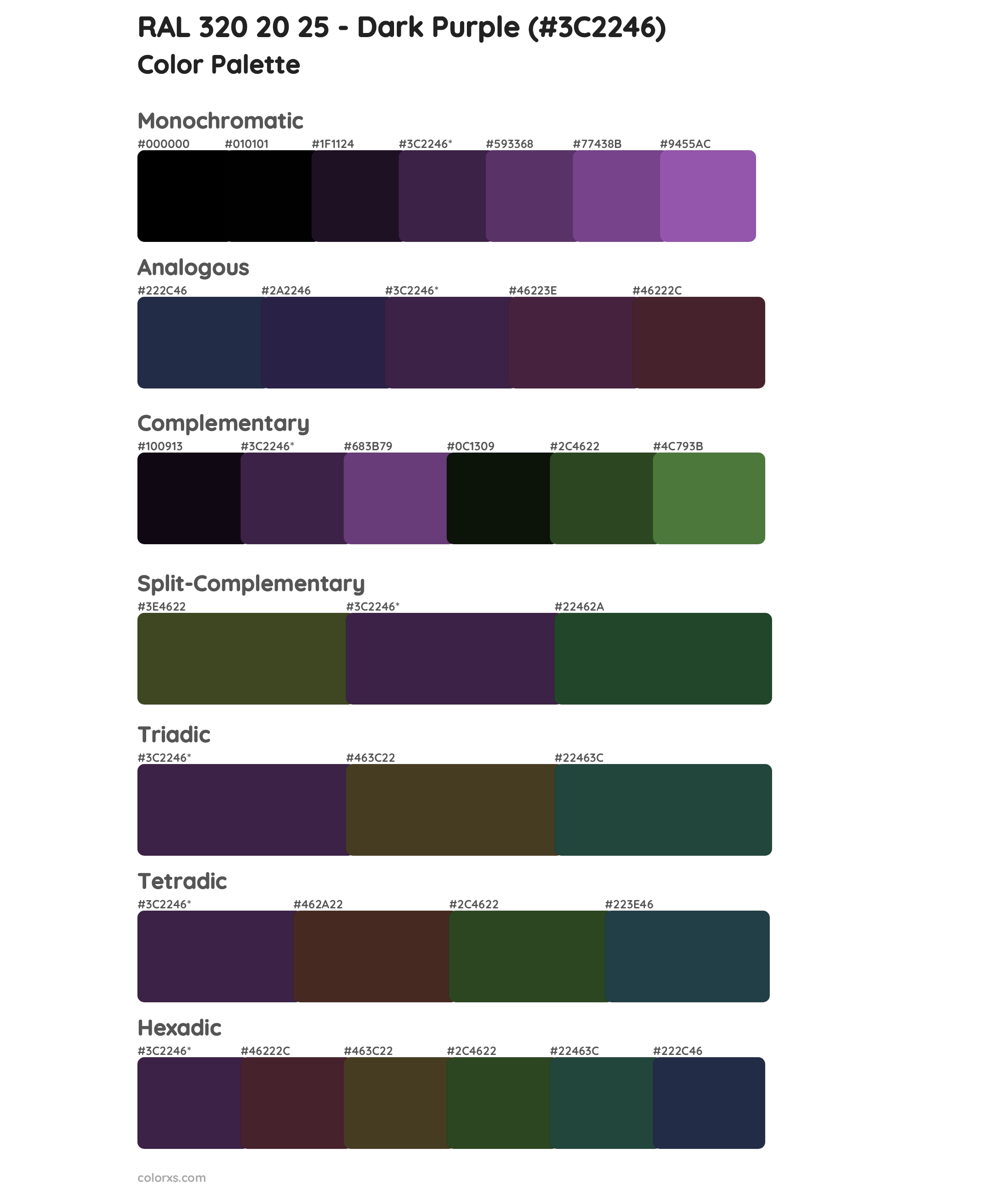 RAL 320 20 25 - Dark Purple Color Scheme Palettes