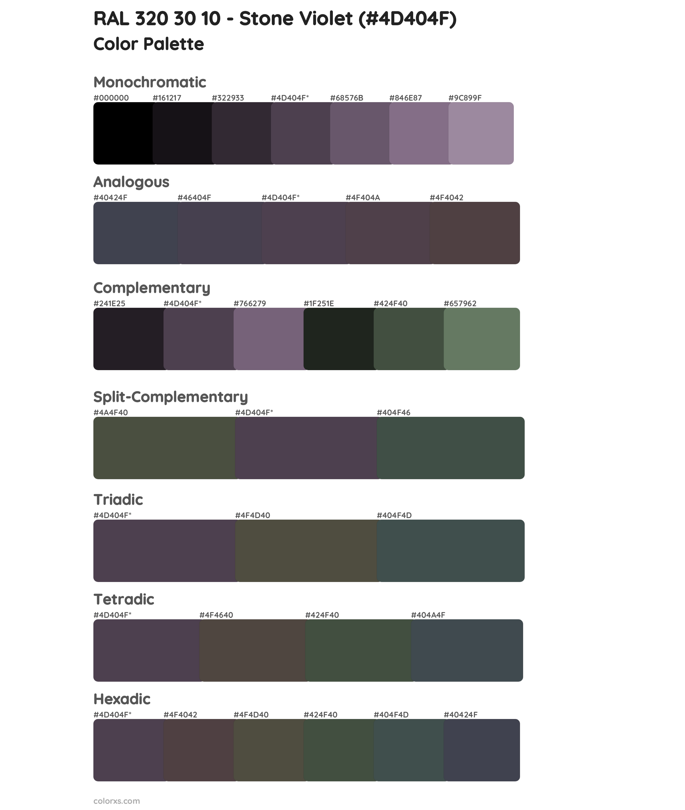 RAL 320 30 10 - Stone Violet Color Scheme Palettes