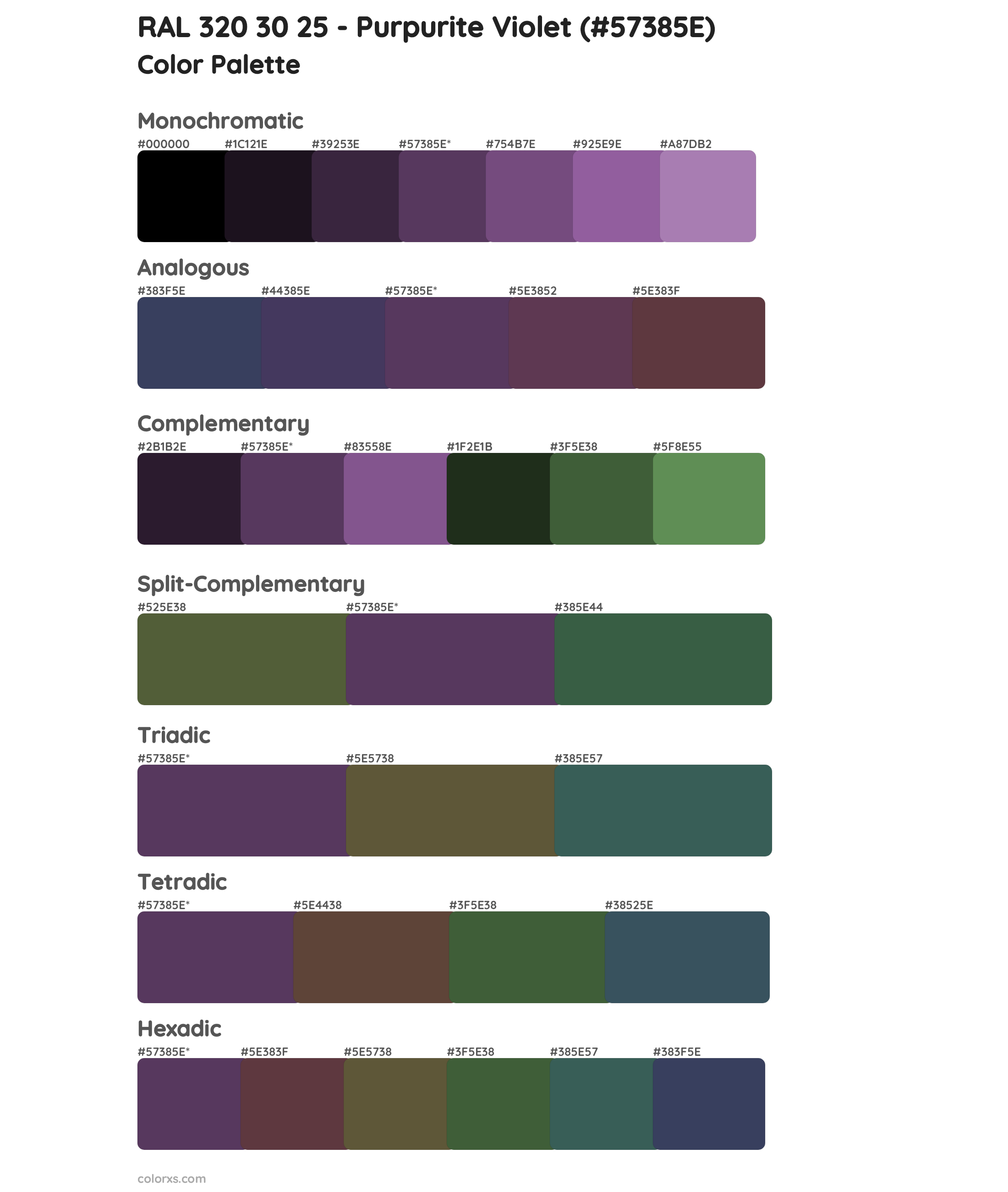 RAL 320 30 25 - Purpurite Violet Color Scheme Palettes