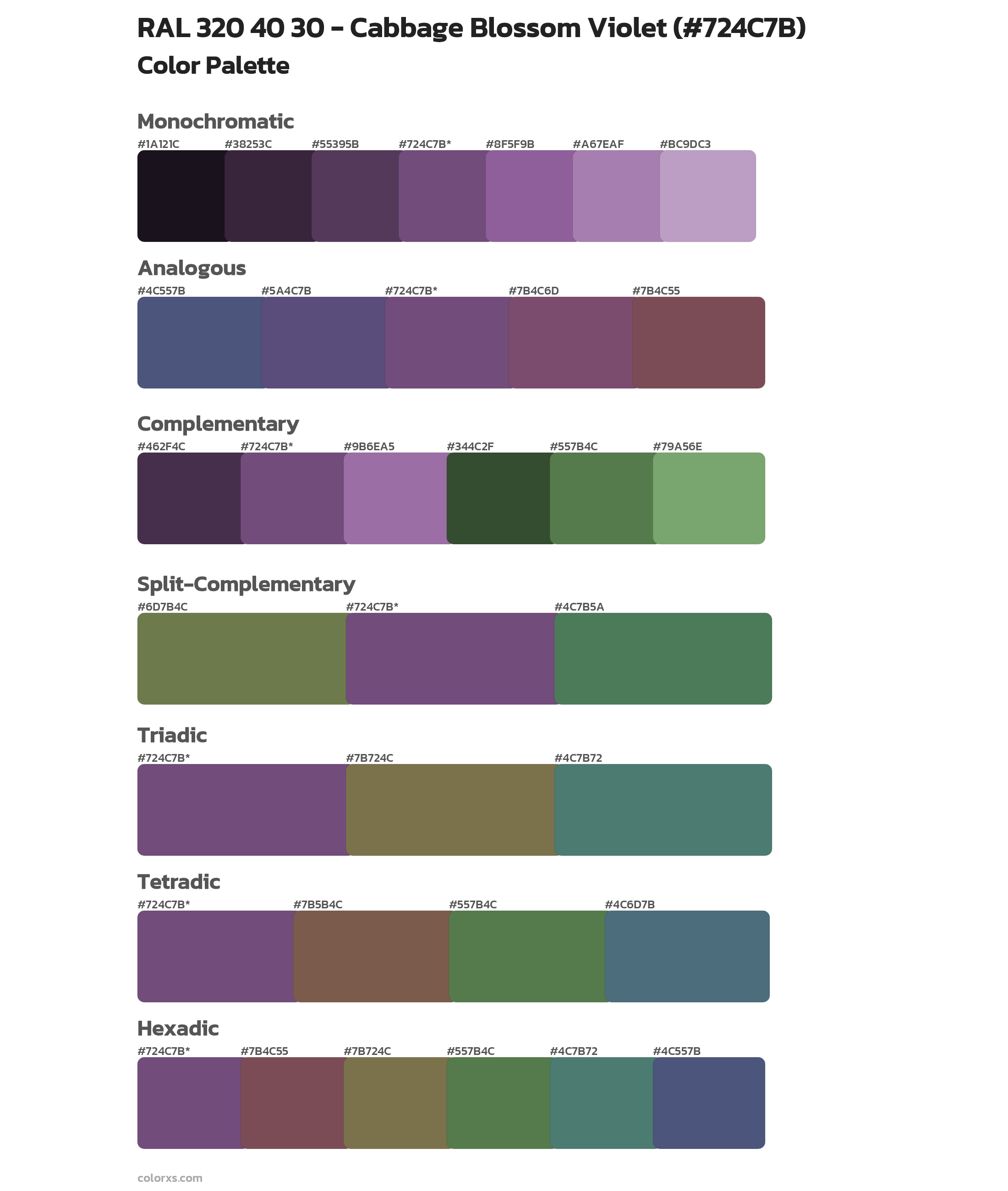 RAL 320 40 30 - Cabbage Blossom Violet Color Scheme Palettes