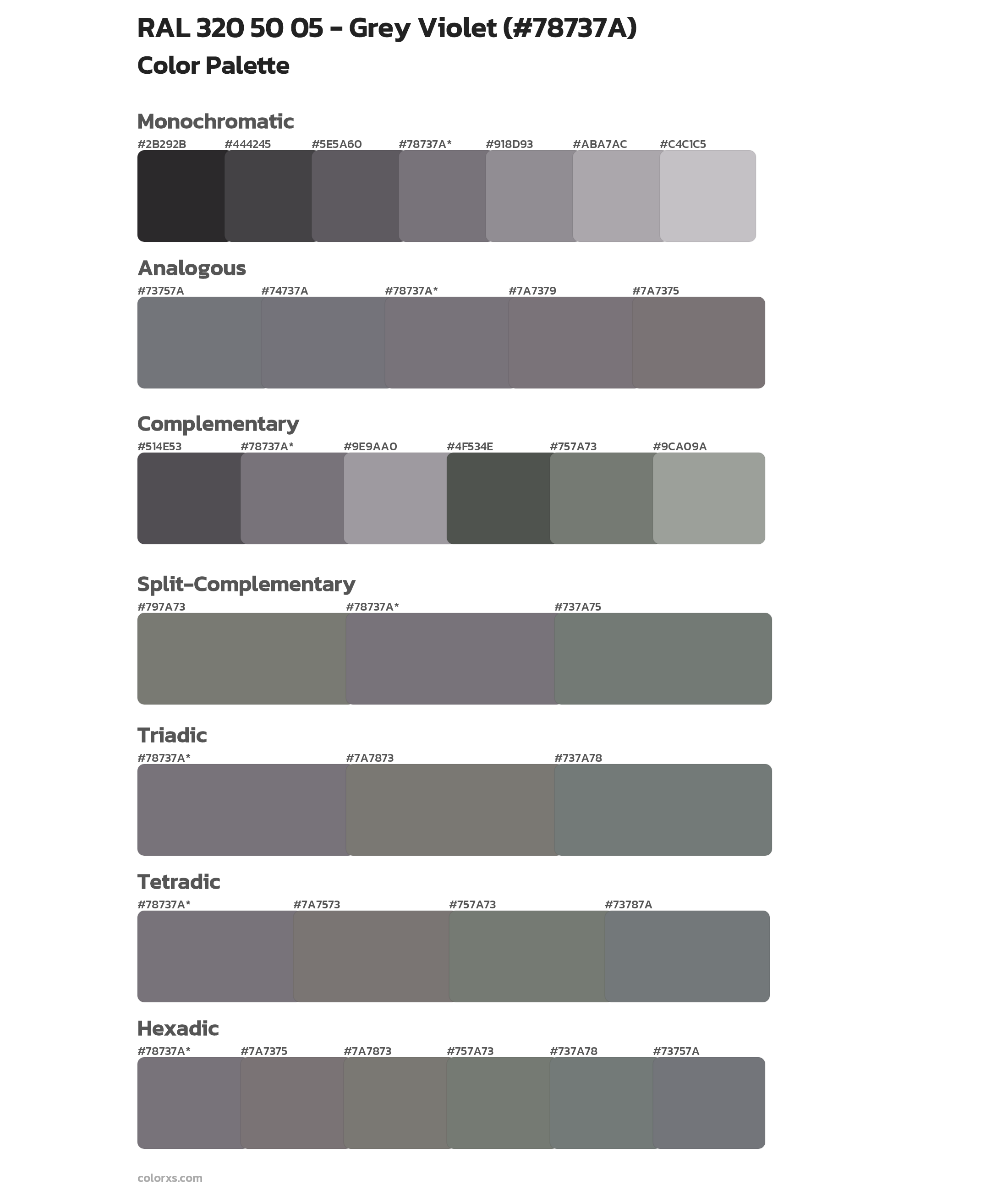 RAL 320 50 05 - Grey Violet Color Scheme Palettes