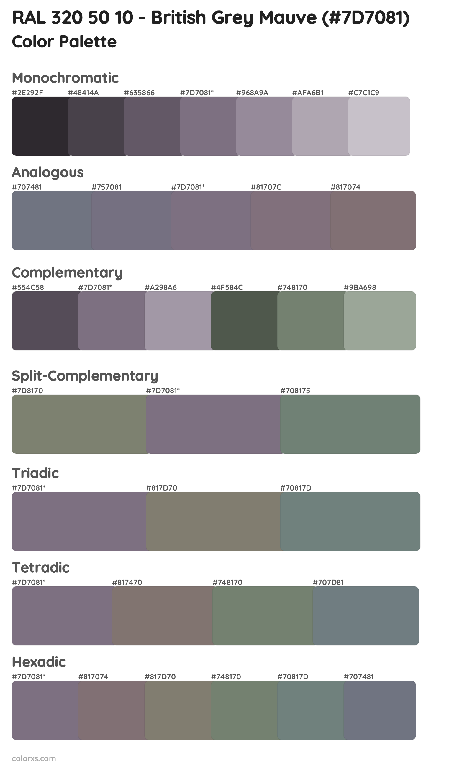 RAL 320 50 10 - British Grey Mauve Color Scheme Palettes