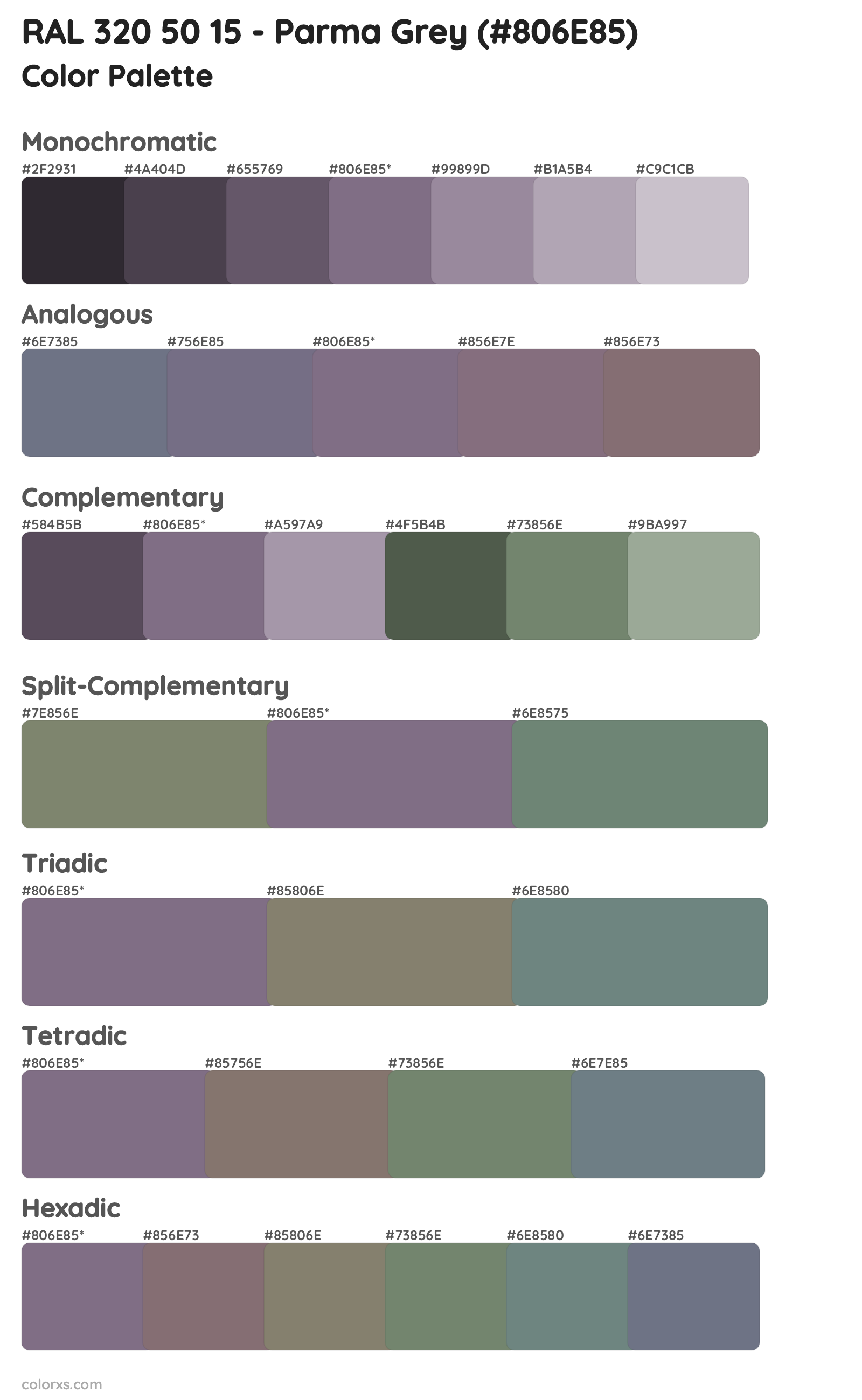 RAL 320 50 15 - Parma Grey Color Scheme Palettes