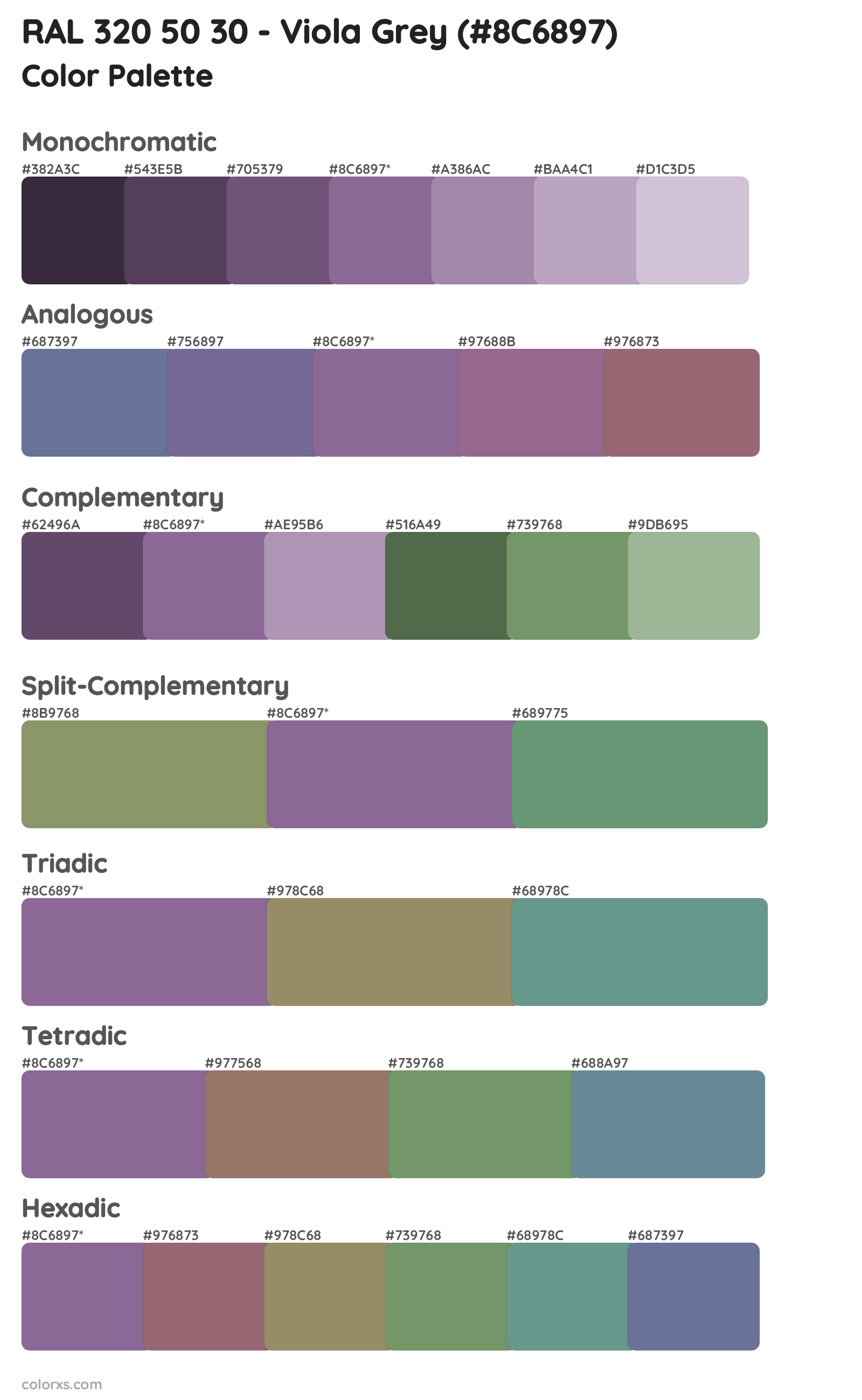 RAL 320 50 30 - Viola Grey Color Scheme Palettes