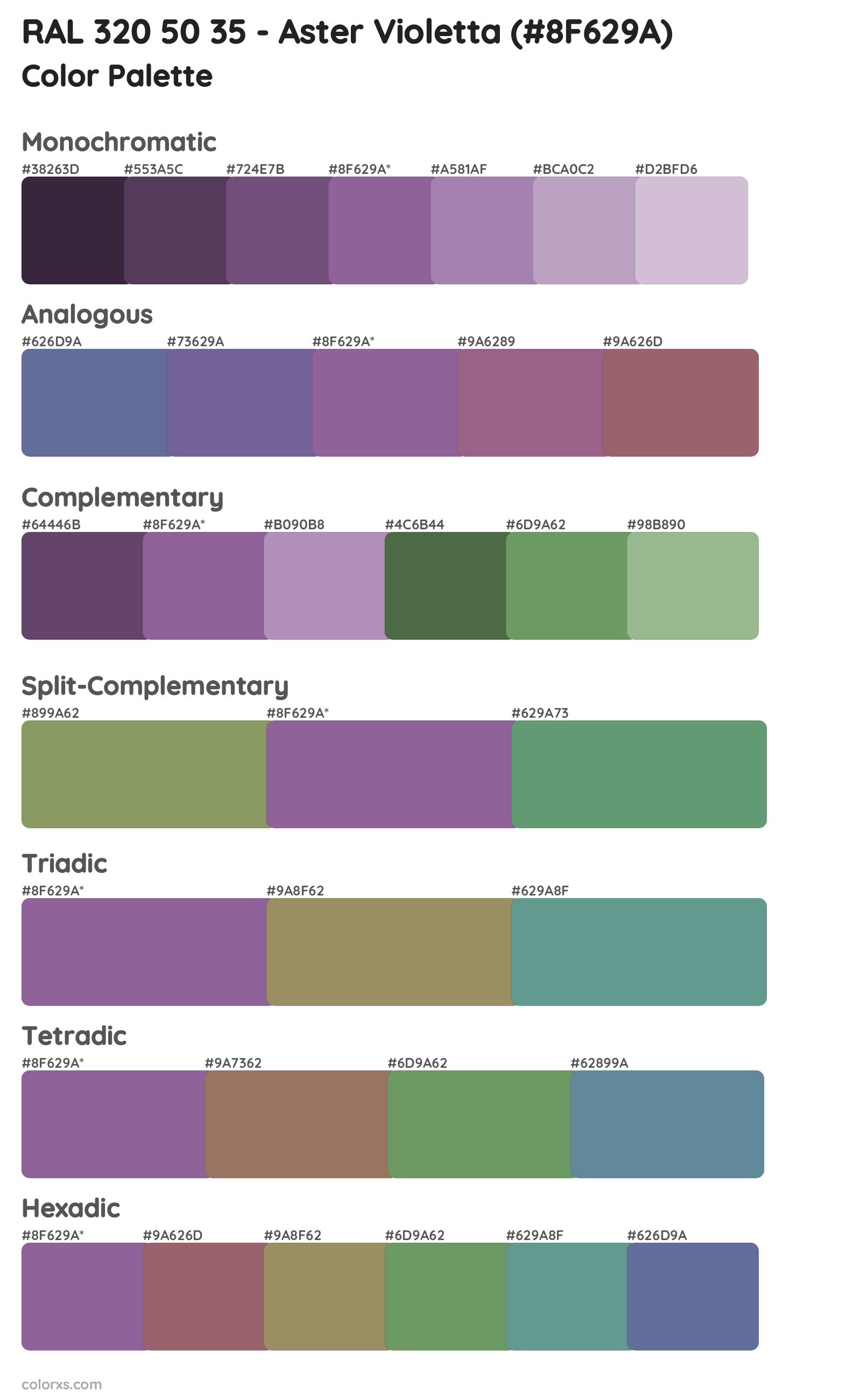 RAL 320 50 35 - Aster Violetta Color Scheme Palettes