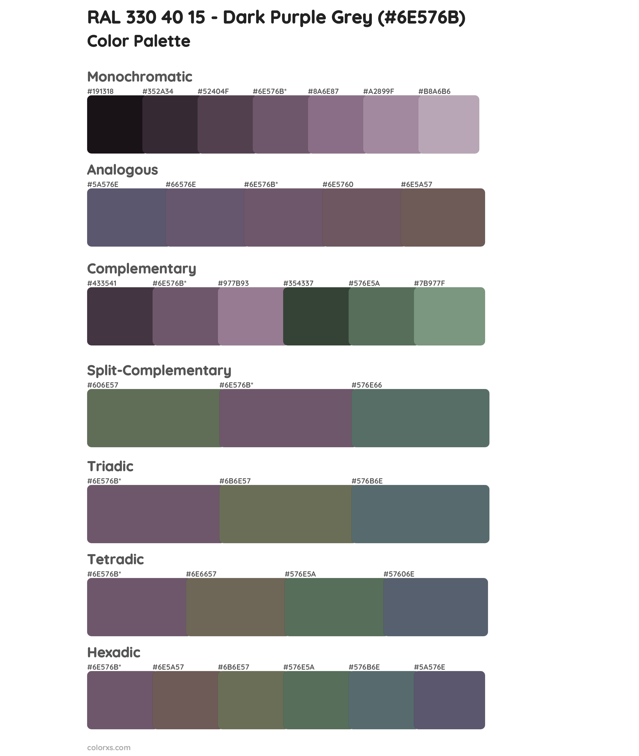 RAL 330 40 15 - Dark Purple Grey Color Scheme Palettes