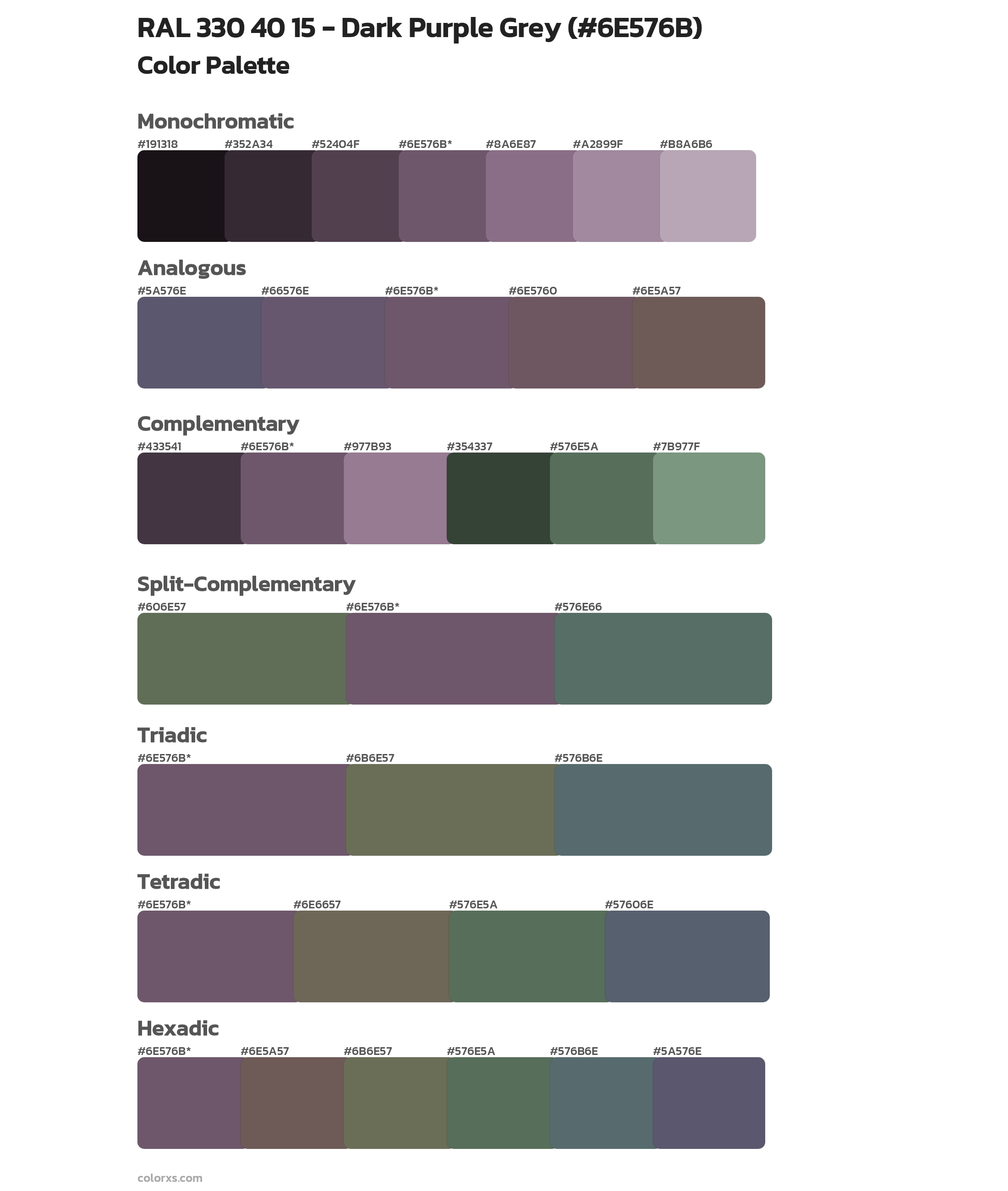 RAL 330 40 15 - Dark Purple Grey Color Scheme Palettes