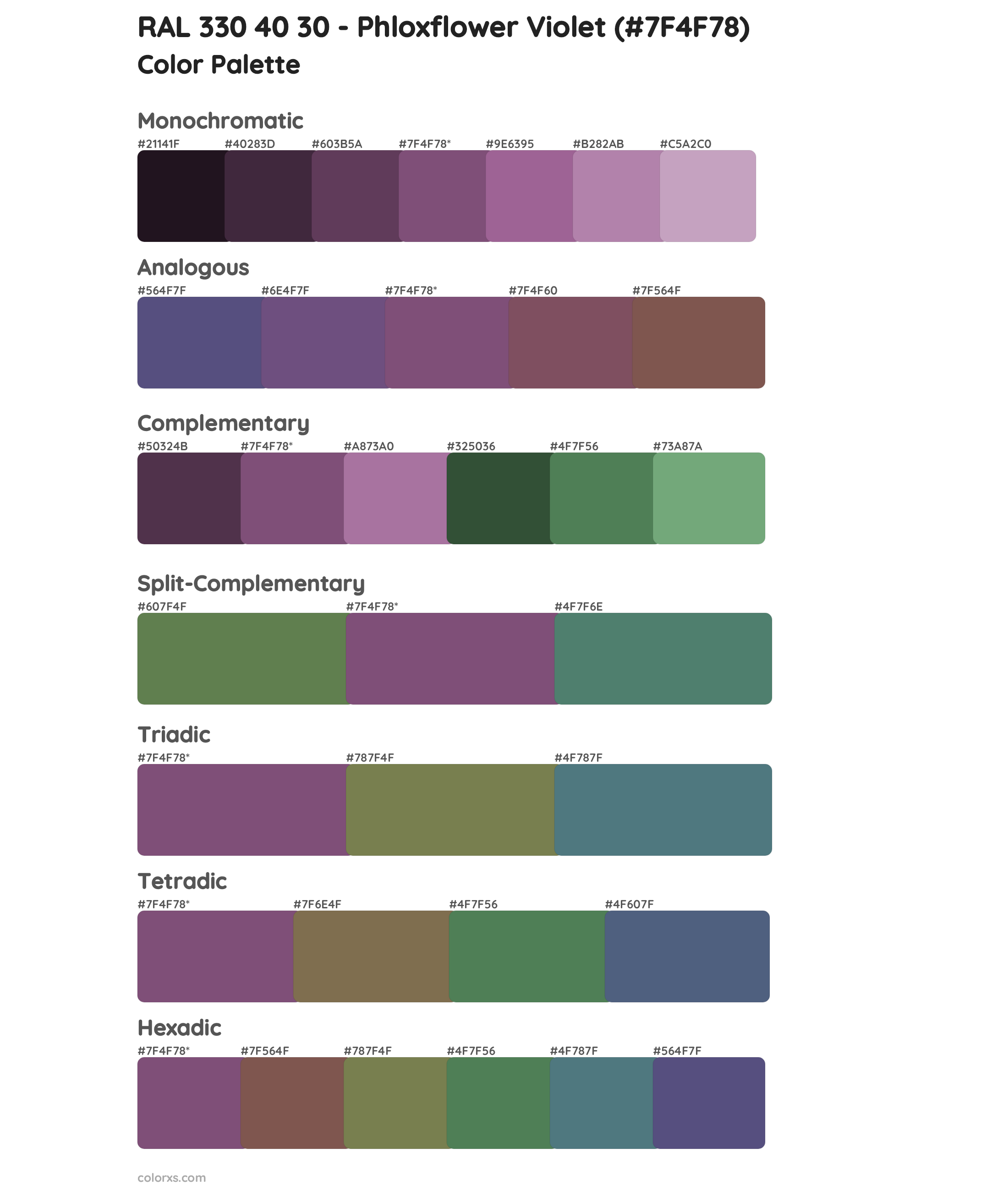 RAL 330 40 30 - Phloxflower Violet Color Scheme Palettes