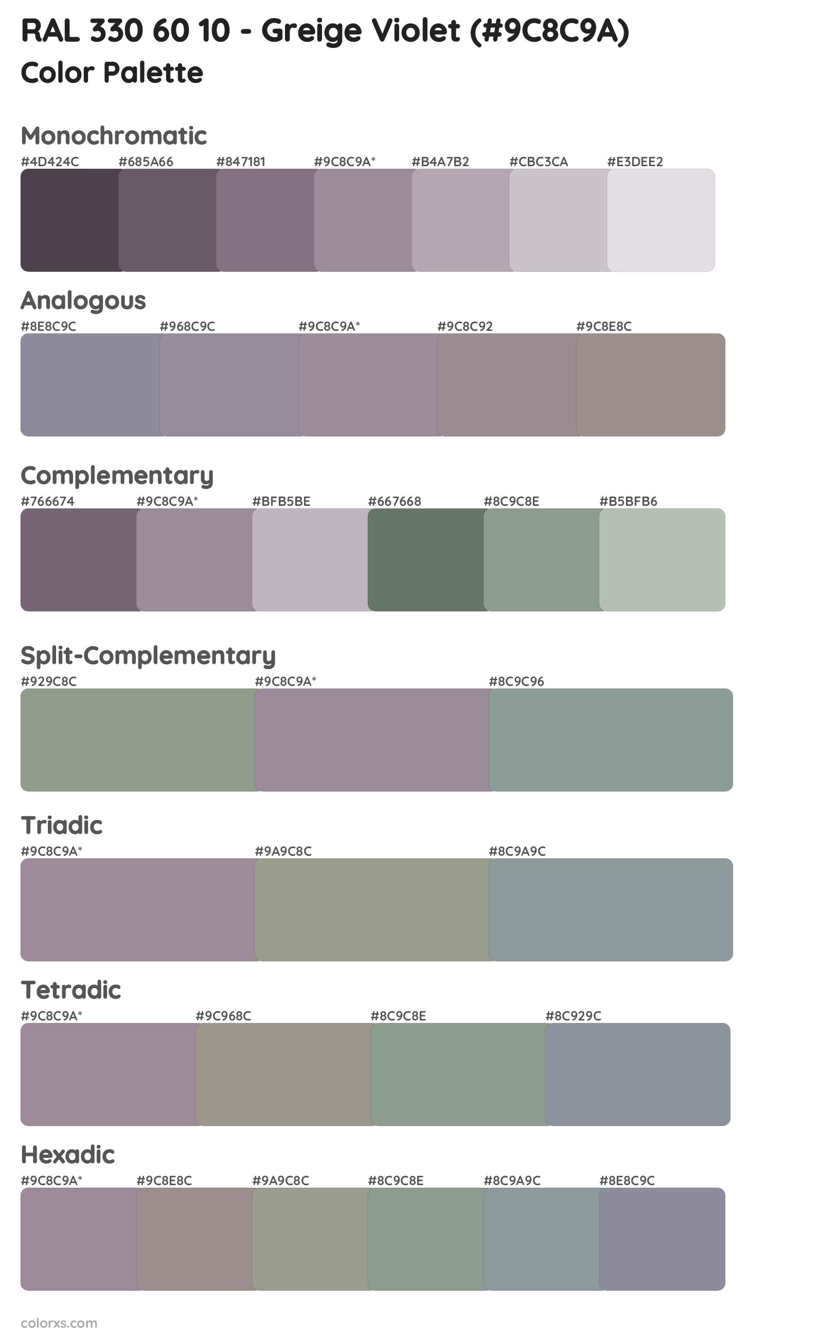 RAL 330 60 10 - Greige Violet Color Scheme Palettes