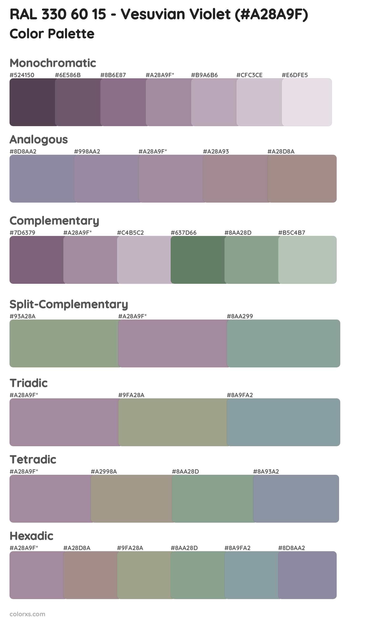 RAL 330 60 15 - Vesuvian Violet Color Scheme Palettes