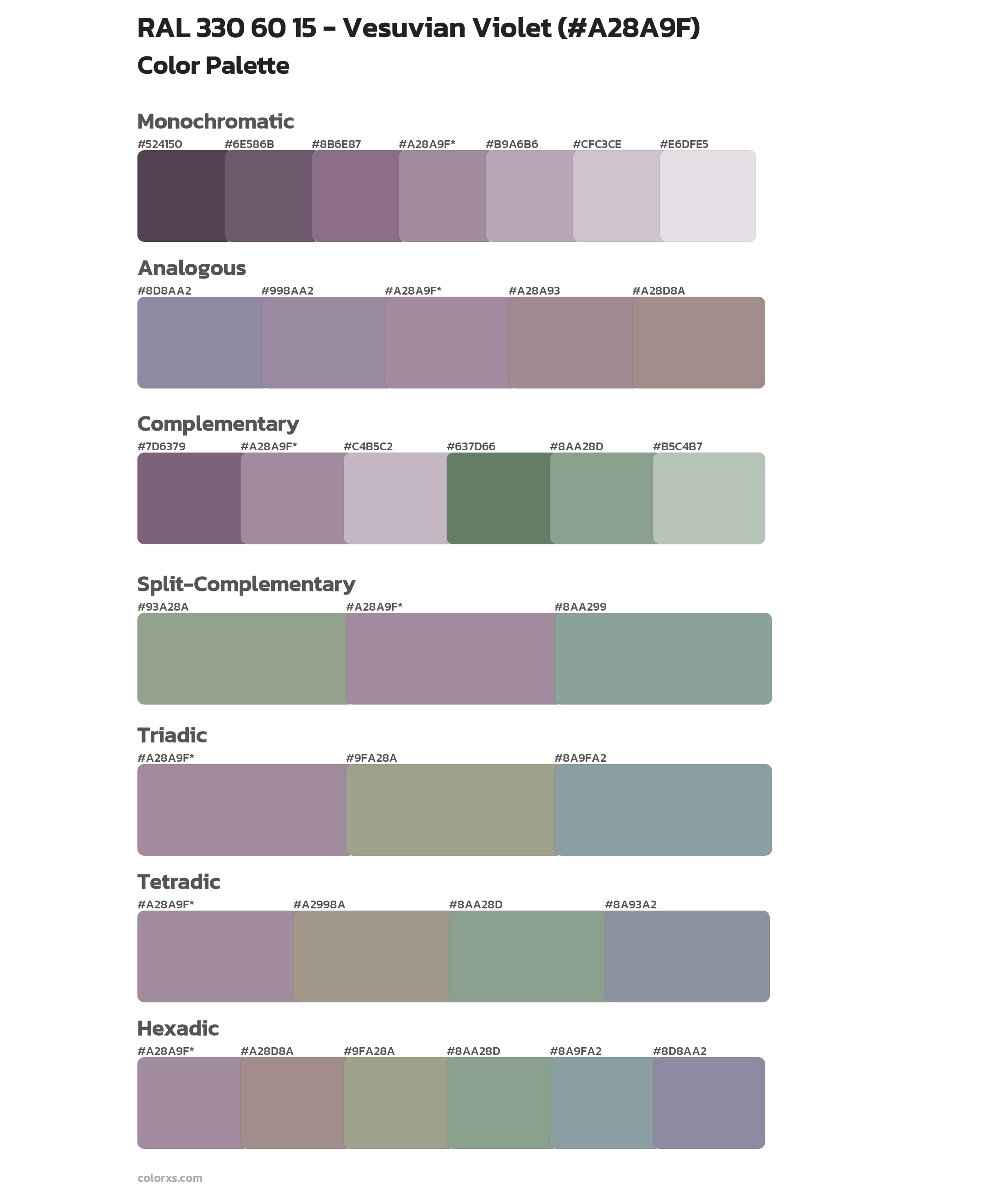 RAL 330 60 15 - Vesuvian Violet Color Scheme Palettes
