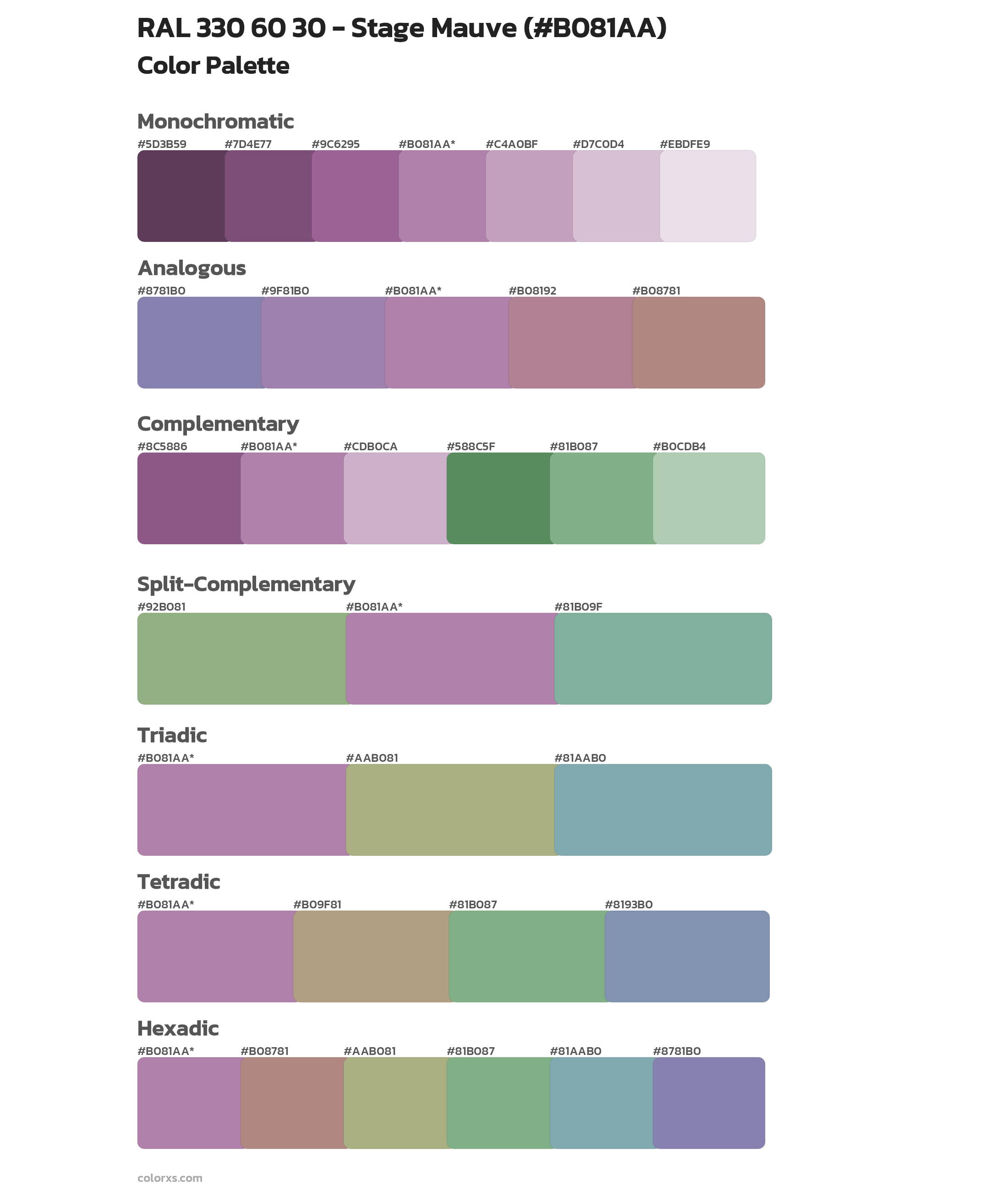 RAL 330 60 30 - Stage Mauve Color Scheme Palettes