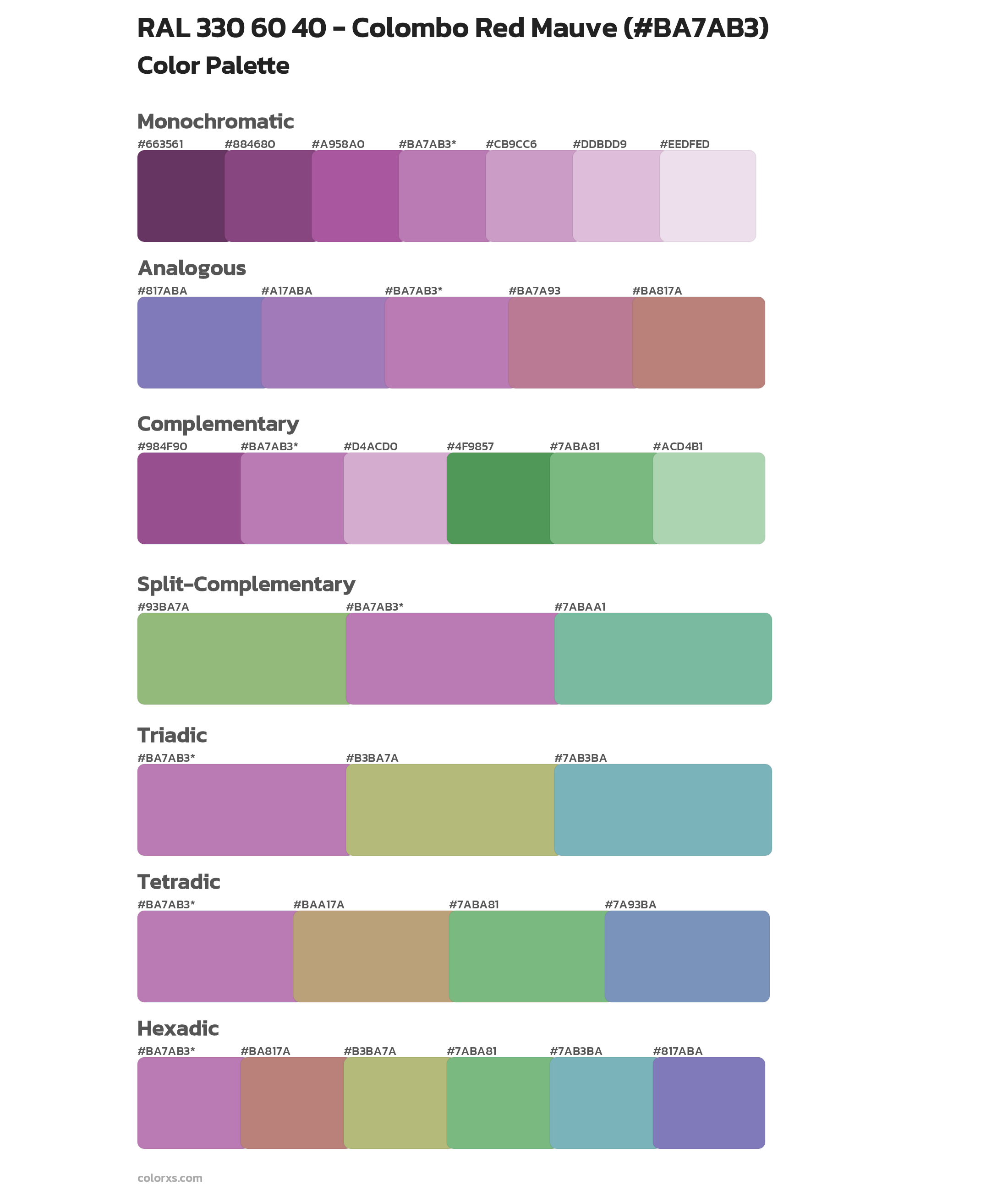 RAL 330 60 40 - Colombo Red Mauve Color Scheme Palettes