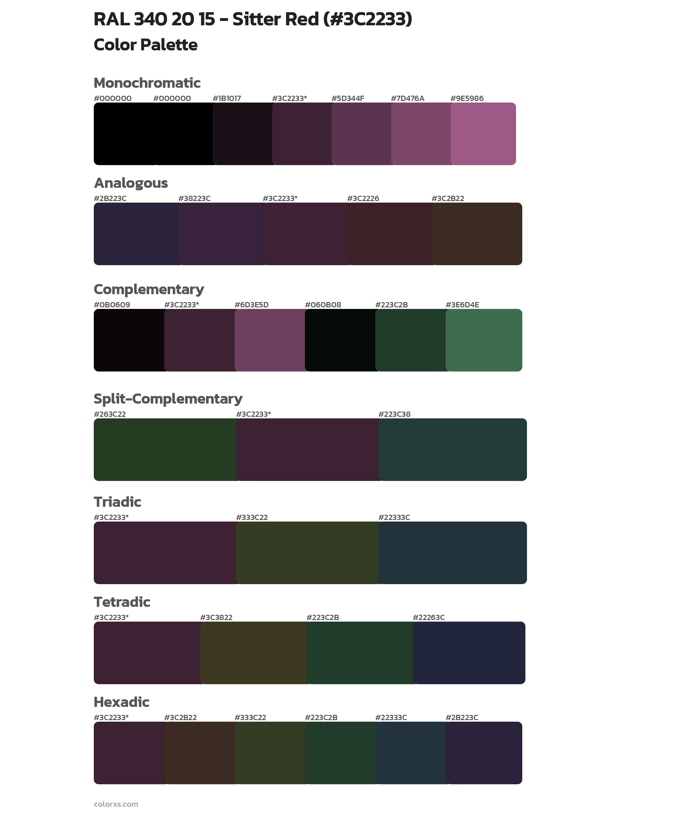 RAL 340 20 15 - Sitter Red Color Scheme Palettes