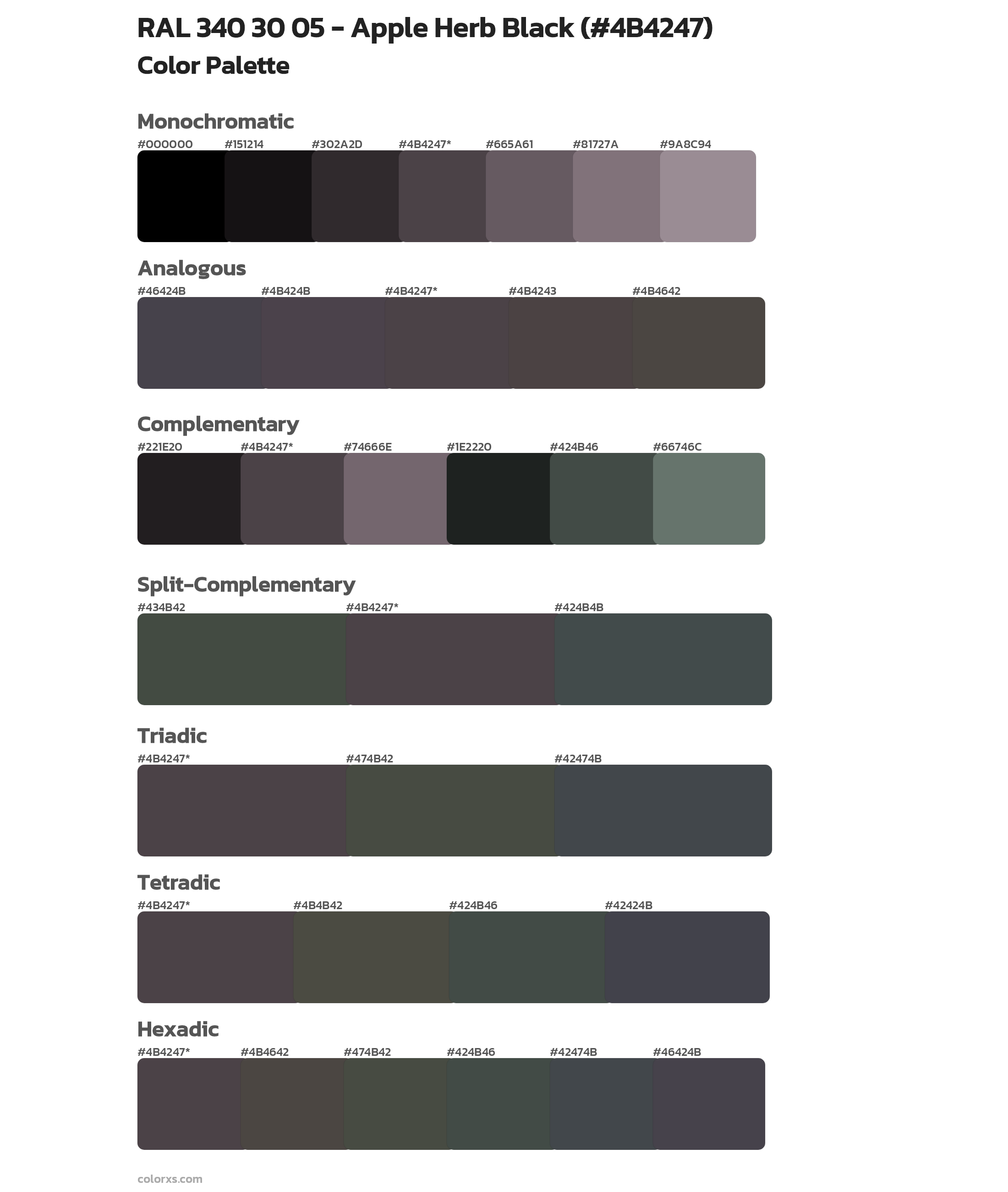 RAL 340 30 05 - Apple Herb Black Color Scheme Palettes