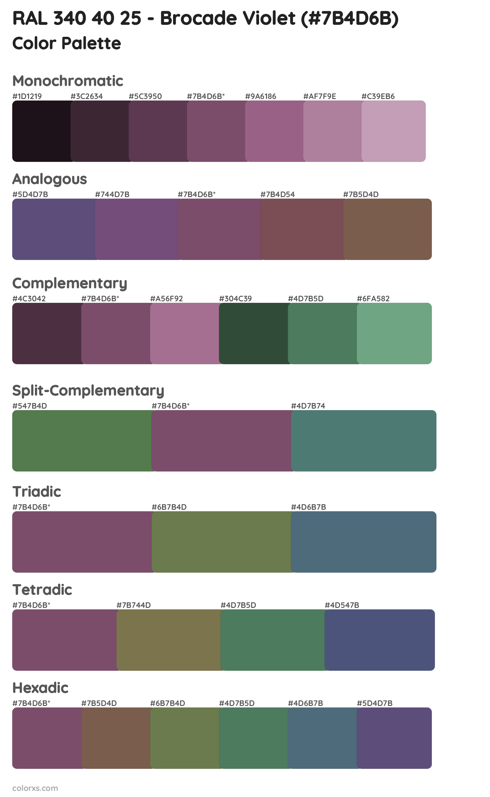 RAL 340 40 25 - Brocade Violet Color Scheme Palettes