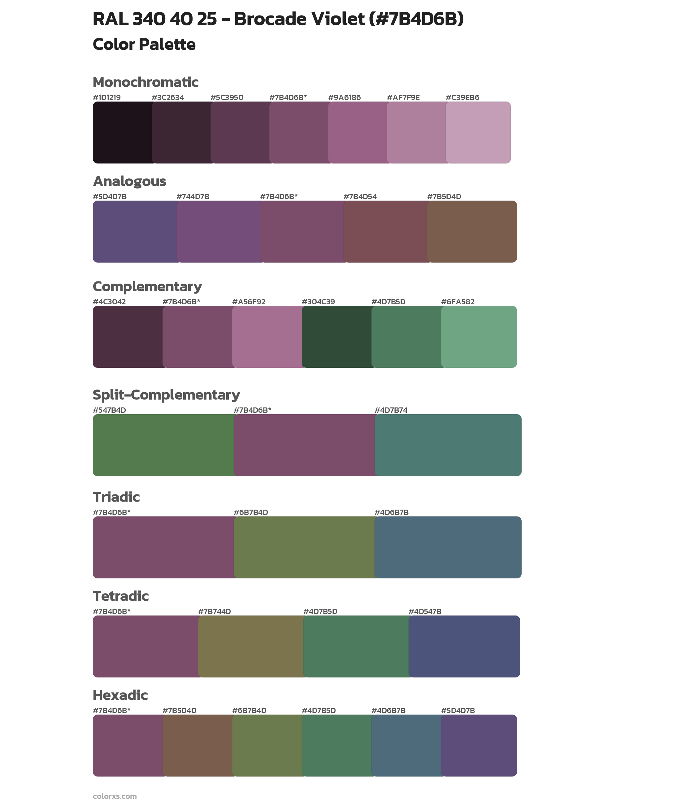 RAL 340 40 25 - Brocade Violet Color Scheme Palettes