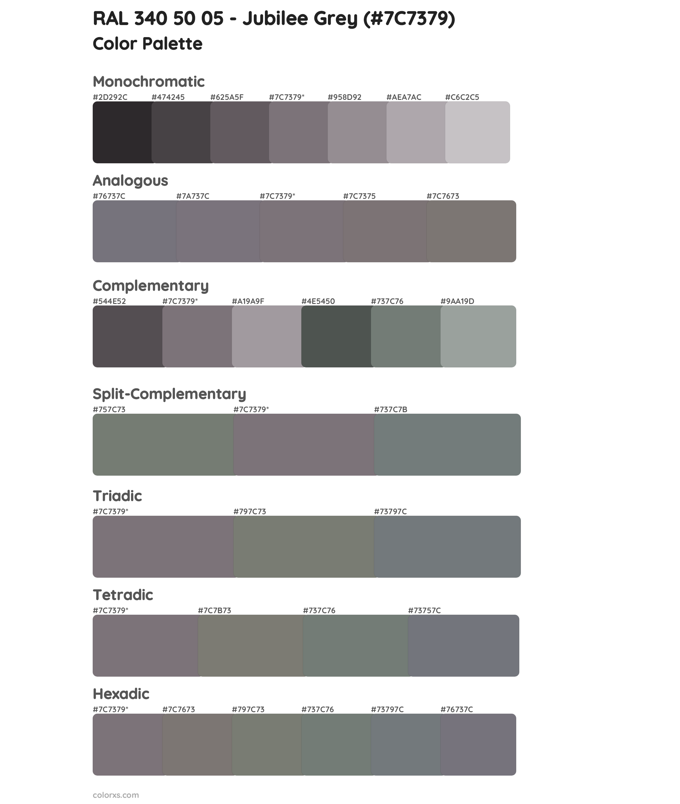 RAL 340 50 05 - Jubilee Grey Color Scheme Palettes