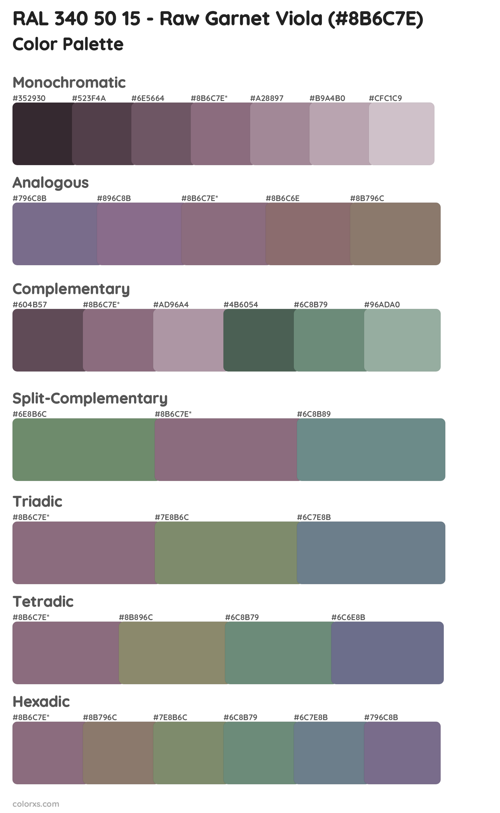 RAL 340 50 15 - Raw Garnet Viola Color Scheme Palettes