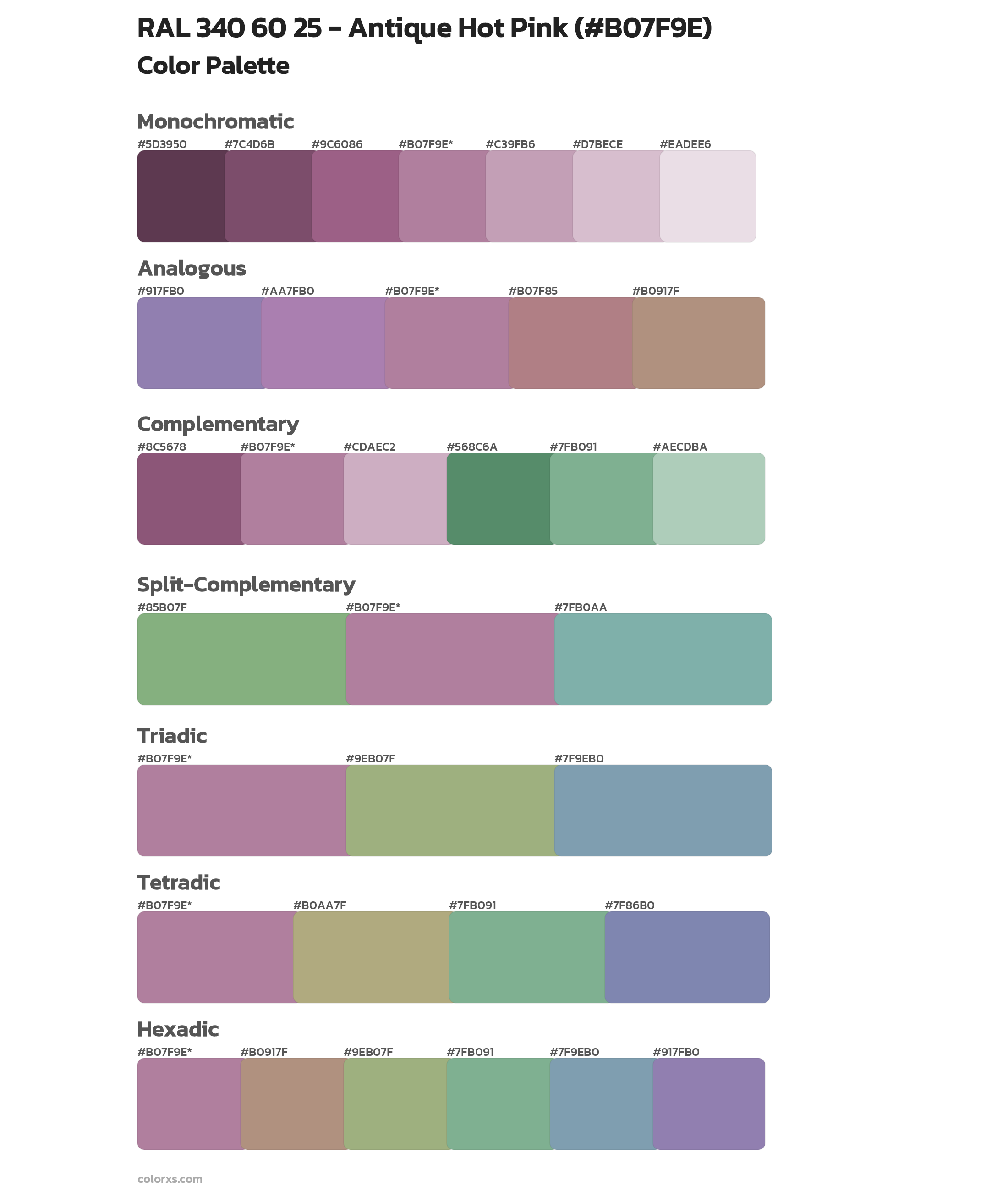 RAL 340 60 25 - Antique Hot Pink Color Scheme Palettes